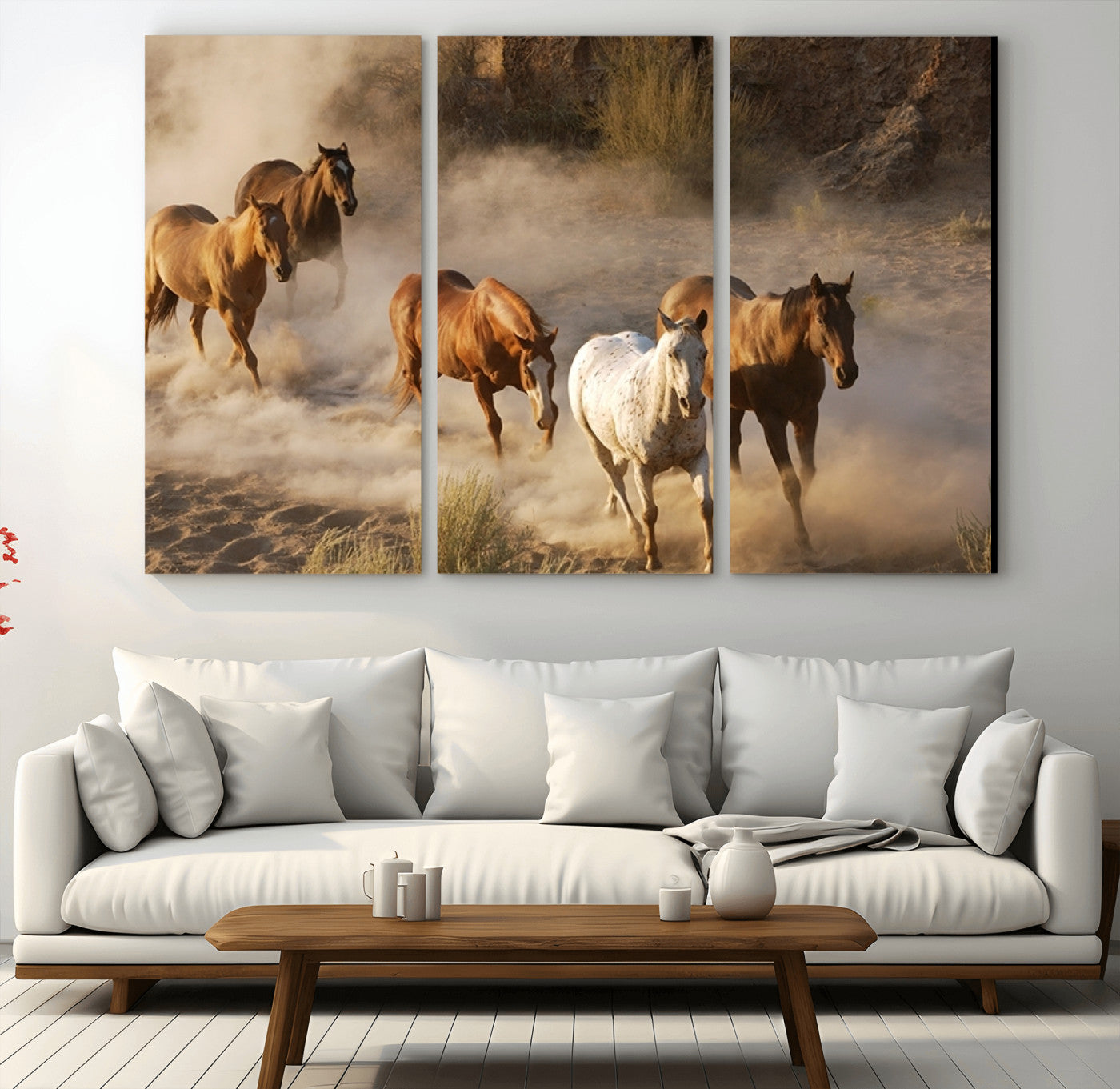 -Large Wall Art 5 Horses Running on Sand Canvas Print
