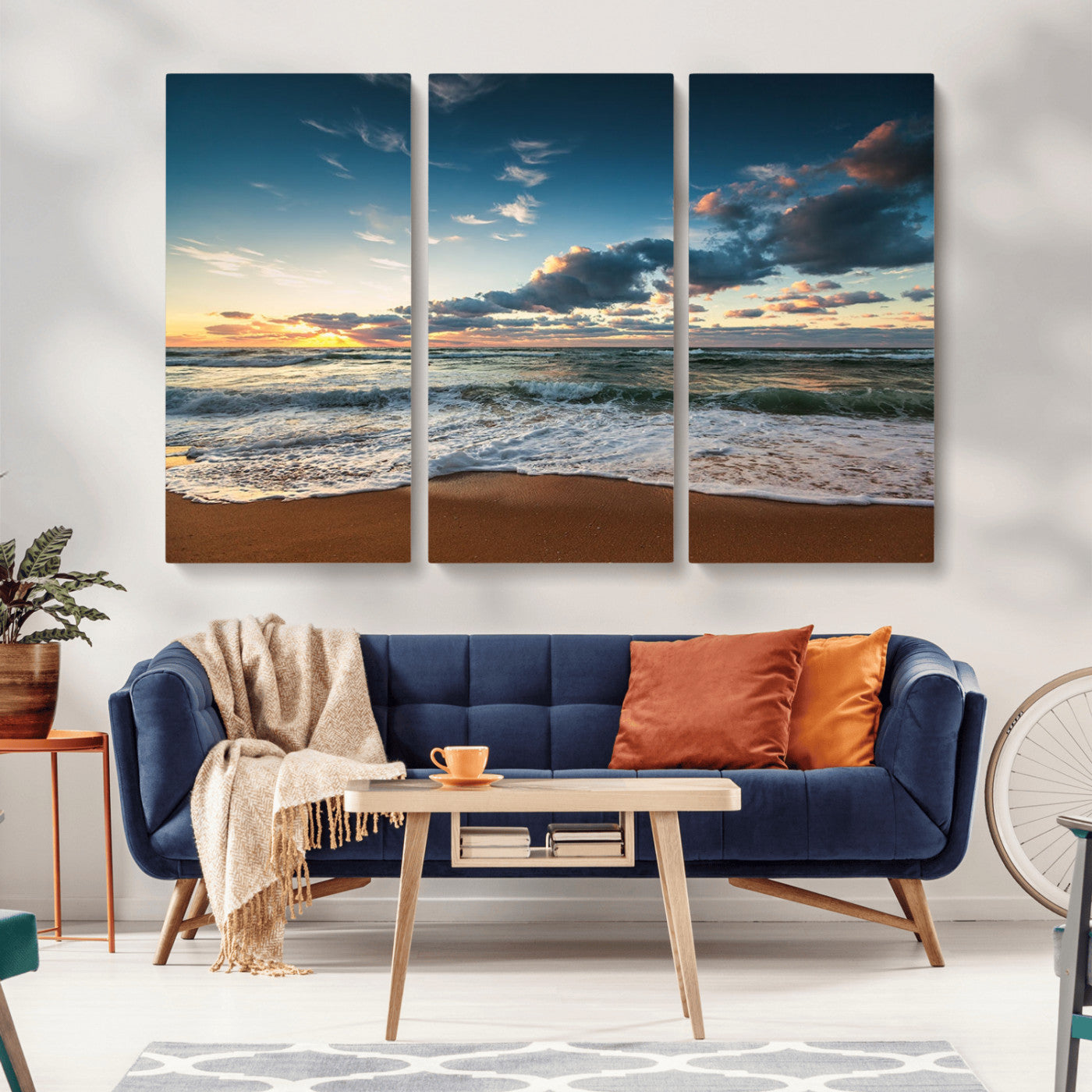 -Ocean Beach Wall Art Canvas Print Sunset Artwork Print Coastal Wall Art