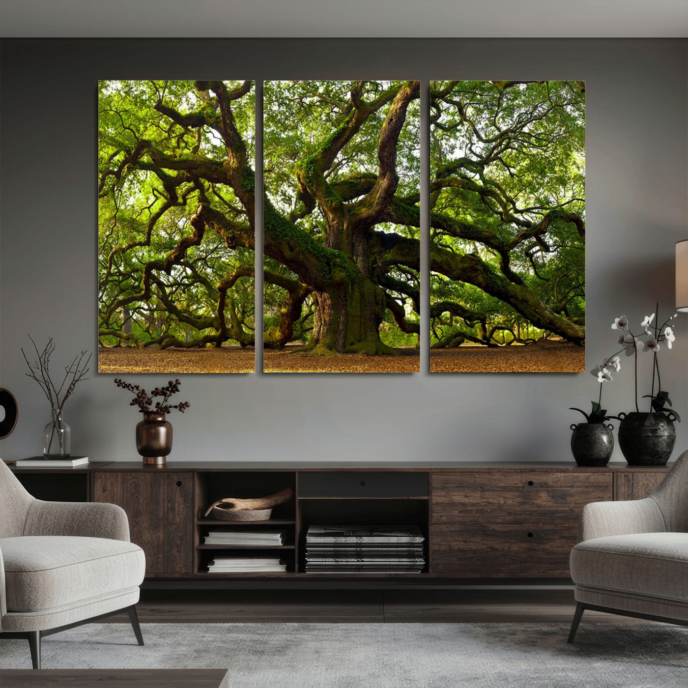 29407-MGV-CV-36X24 - Angel Oak Tree Wall Art Canvas Print | Large Forest Tree Nature Photography Print on Canvas