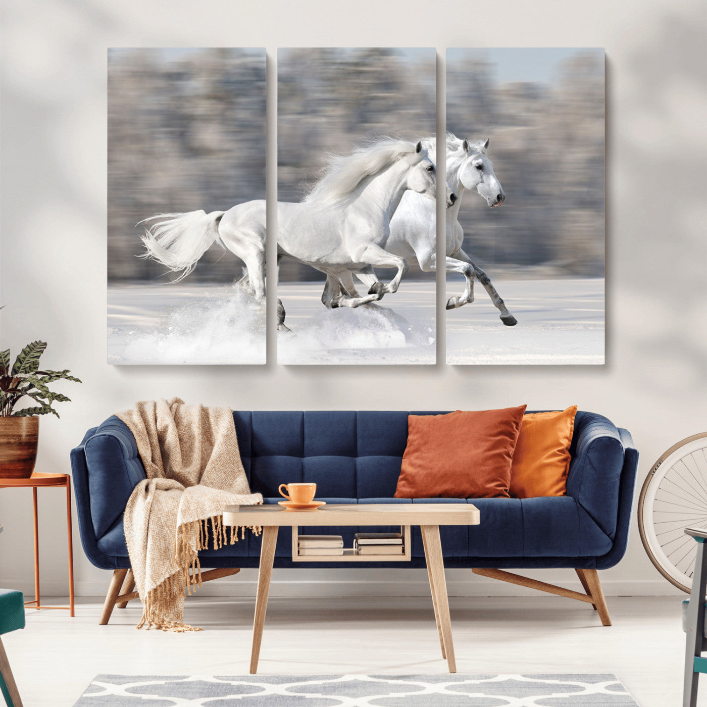 -The White Horses Wall Art, Framed White Horses Wall Art Canvas Print