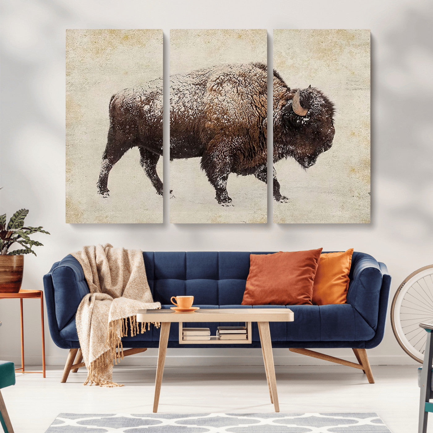 -Buffalo Wall Art, Western Bison Canvas Print, Rustic Buffalo Art for Cowboy Western Decor, Large