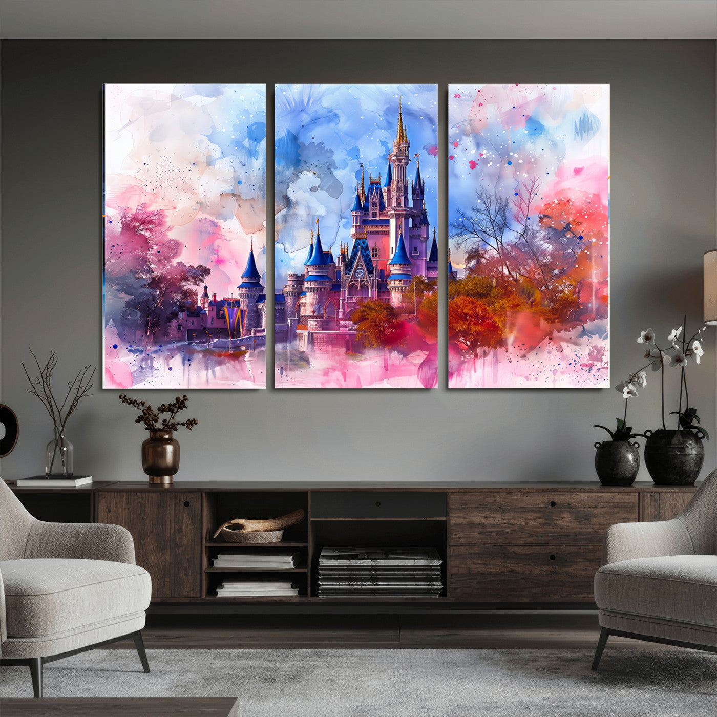 58662-MGV-CV-36X24 - Disney Wall Art: Dreamy Watercolor Cinderella Castle Canvas Print