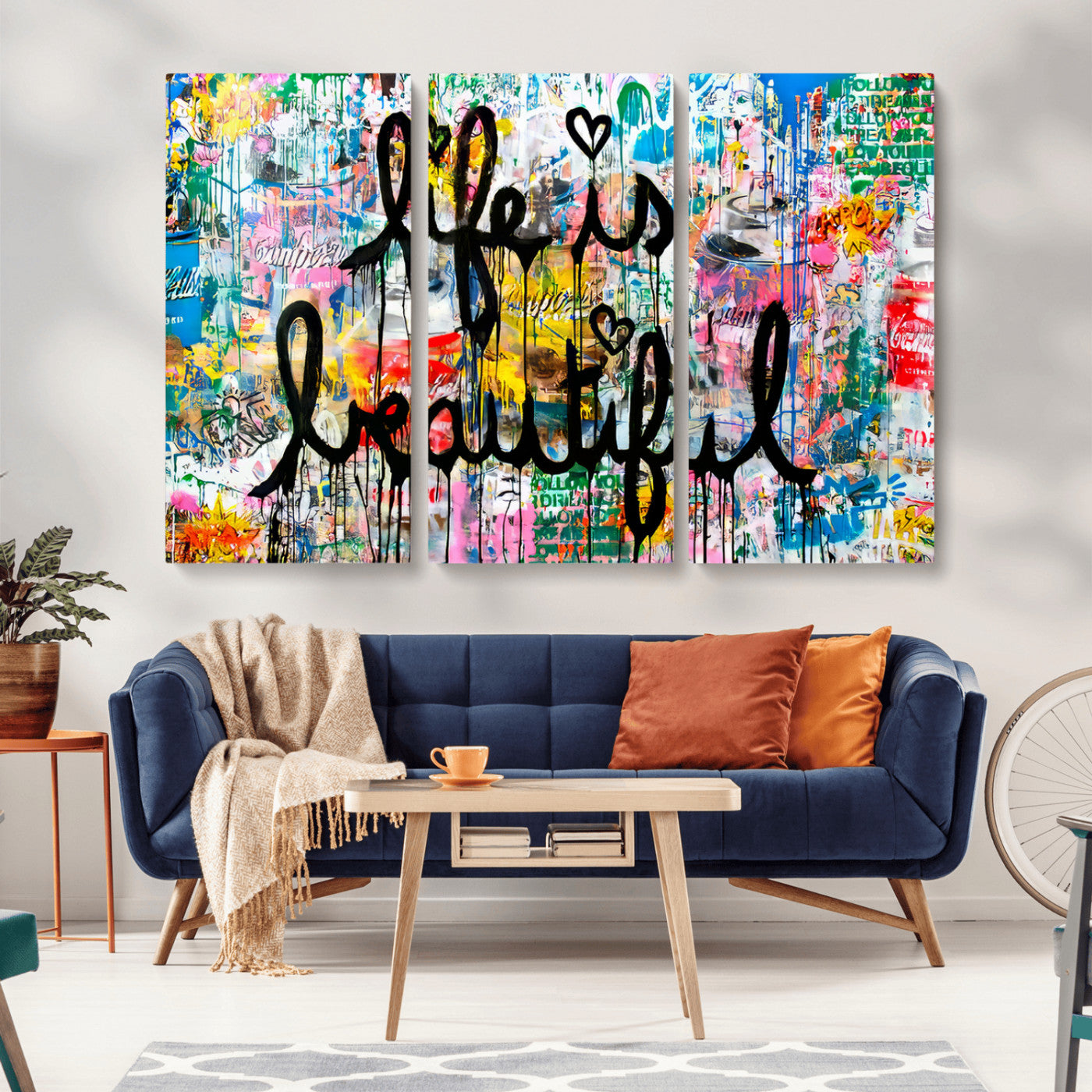 -Life Beautiful Art Print - Banksy Graffiti Wall Art Canvas Print | Graffiti Wall Art Canvas Print