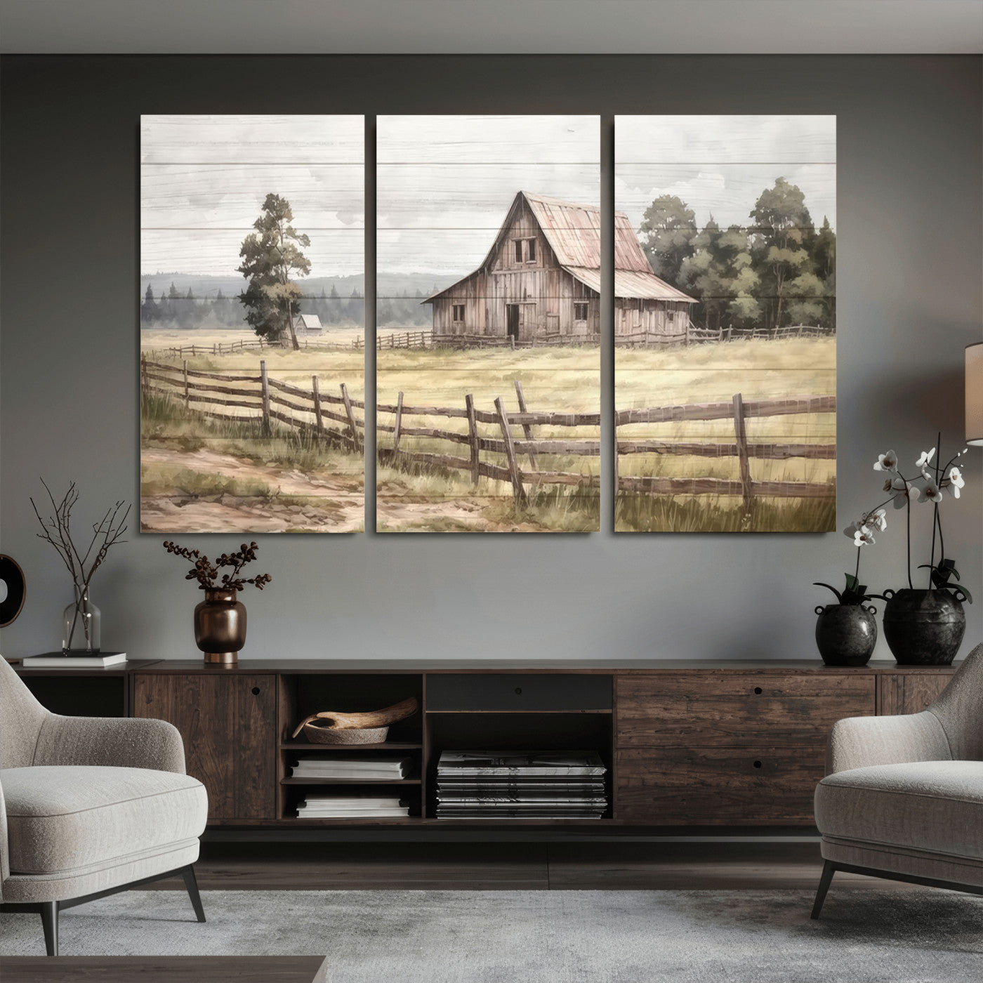 87489-MGV-CV-36X24 - Rustic Farmhouse Barn Wall Art | Framed Gallery Wrap Barn Giclee Canvas Print for Farmhouse Decor