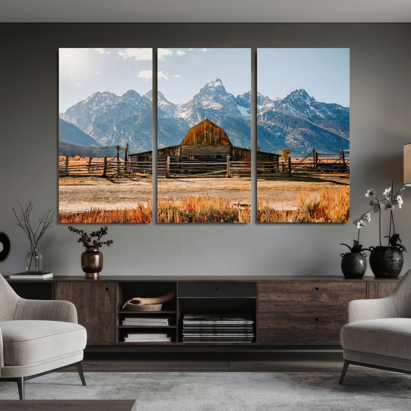 26513-MGV-CV-36X24 - Vintage Old Barn Field Wall Art Canvas Print for Farmhouse Decor - Rustic Barn Wall Art Canvas Print