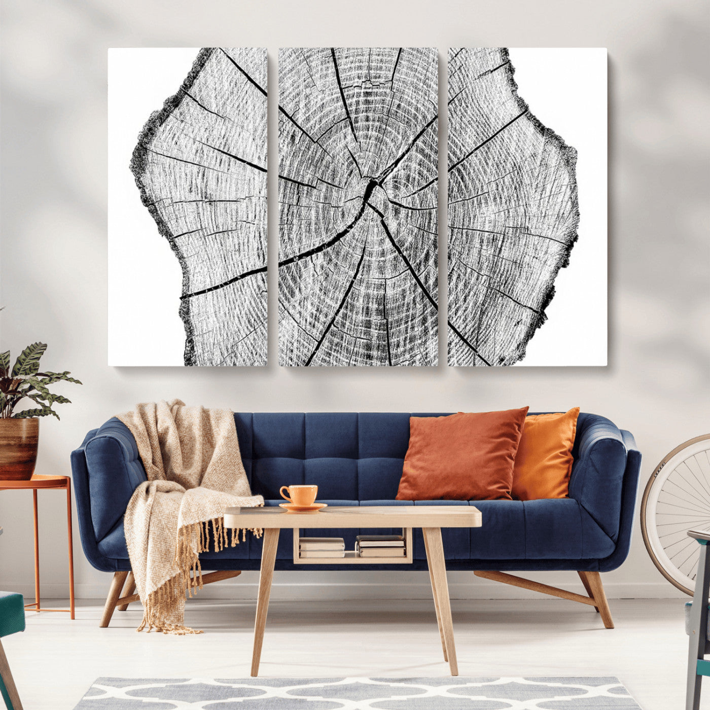 98709-MGV-CV-36X24-Rustic Tree Ring Wall Art Canvas Print – Framed and Ready to Hang – Perfect for Nature-Inspired and