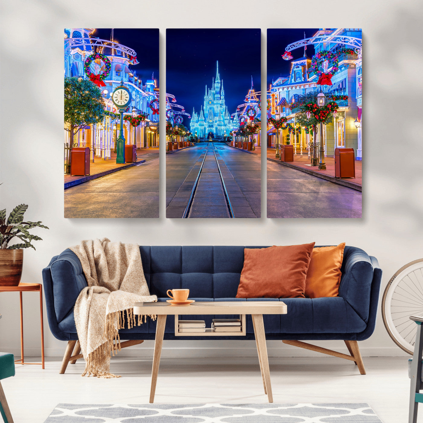 12470-MGV-CV-36X24-Disney Castle Wall Art – Large Magic Kingdom Canvas Artwork, Fairytale Design, Kids Room Christmas Decor for Home, Office