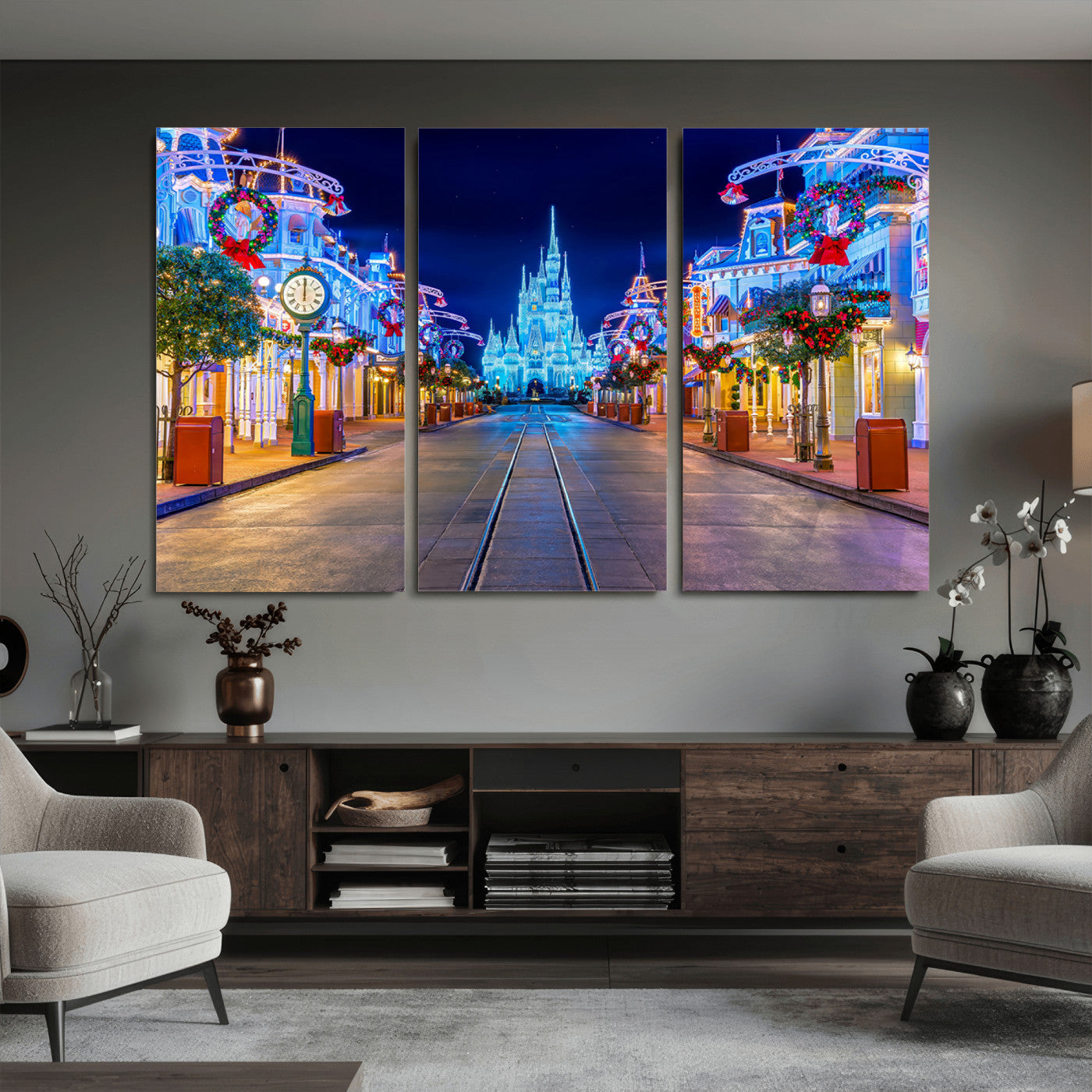 12470-MGV-CV-36X24 - Disney Wall Art | Castle Large Wall Art Disney Magic Kingdom Print for Kids Room Decoration | Disney