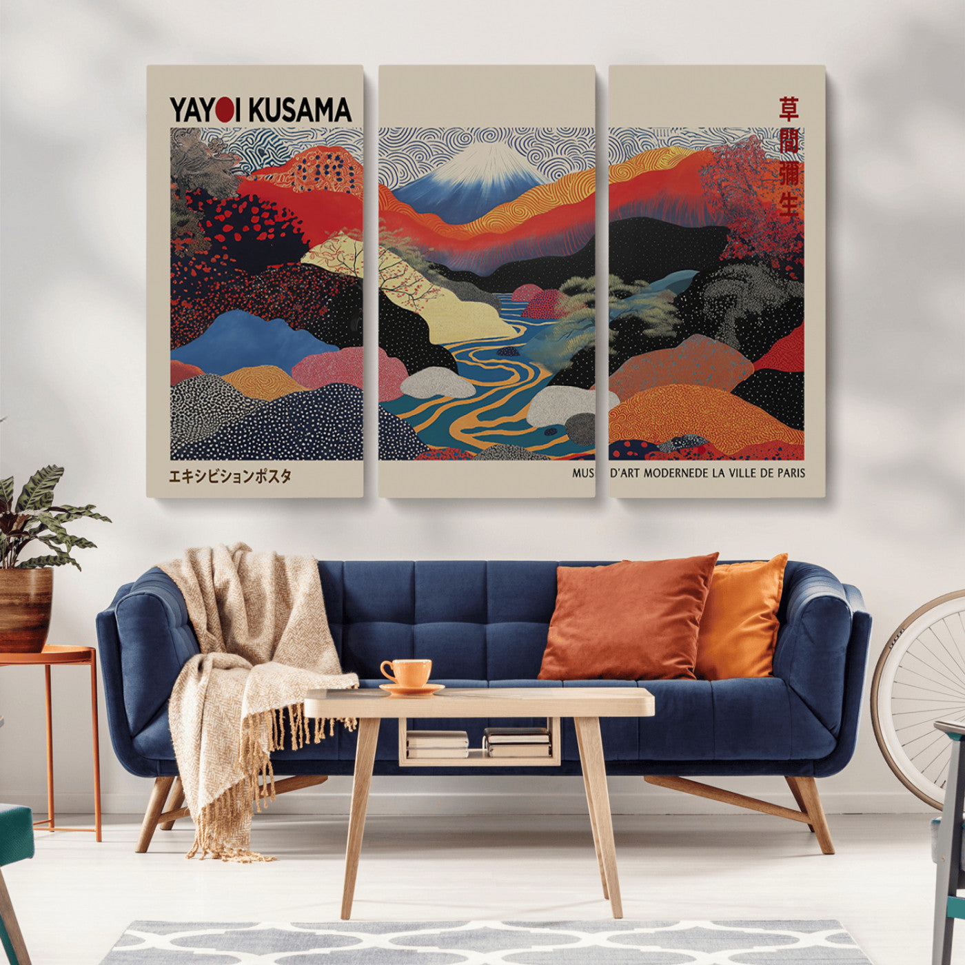 -Yayoi Kusama Wall Art – Framed Japanese Abstract Art Print, Modern Wabi Sabi Inspired Canvas for Living Room, Office, or Gallery Decor
