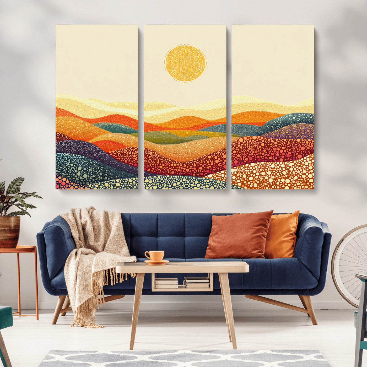 74226-MGV-CV-36X24-YAYOI KUSAMA Colorful Dot Art Landscape Canvas - Framed Abstract Pointillism Inspired by Nature with