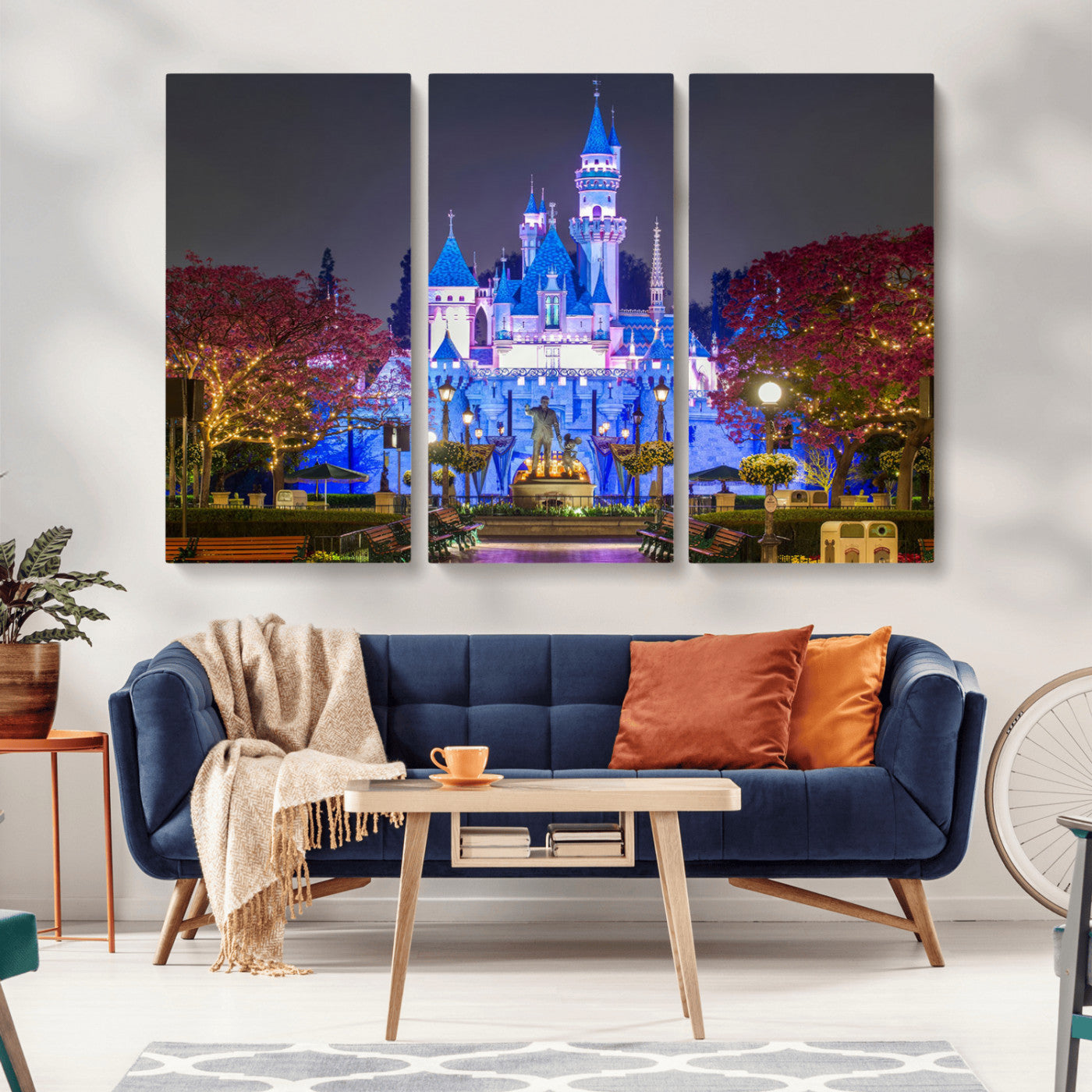 -Large Disney Castle Wall Art Canvas Print - Magic Kingdom Kids Room Decoration Disney World