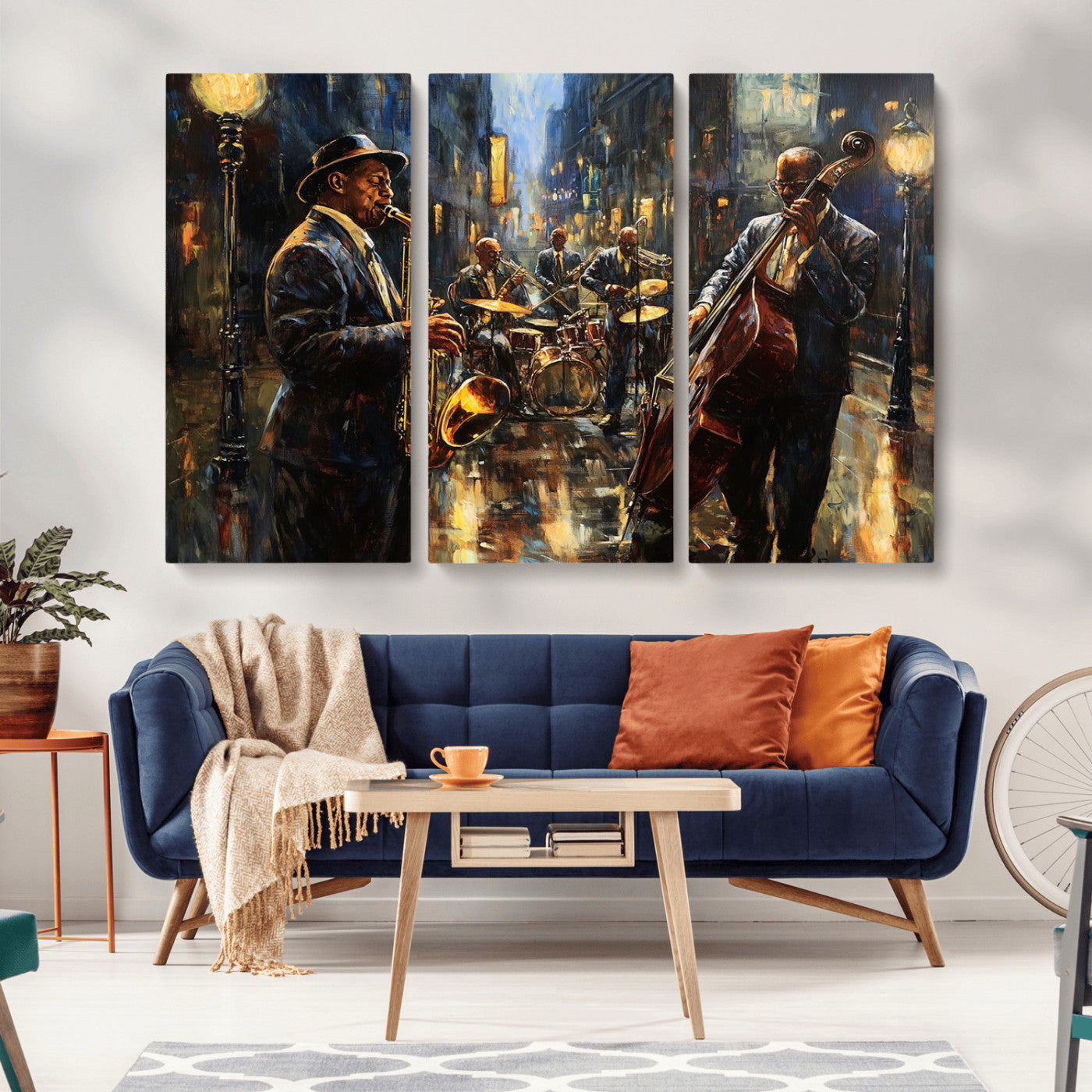 -Jazz Canvas Wall Art Print - Abstract African American Music Art - Framed Posters for Living Room or