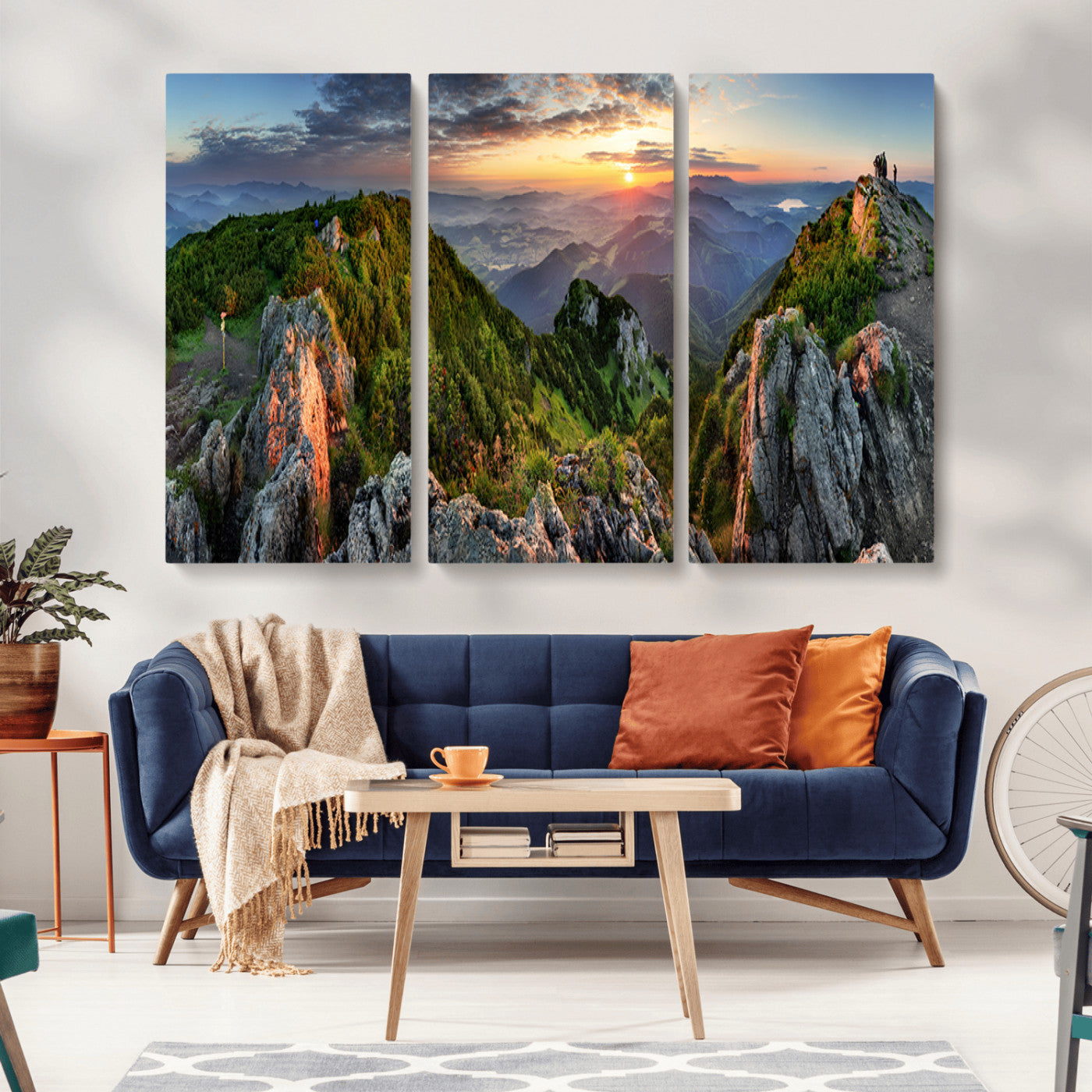 -Mountain Sunset Panoramic Canvas Print – Scenic Wilderness Landscape, Majestic Summit , Multi-Panel