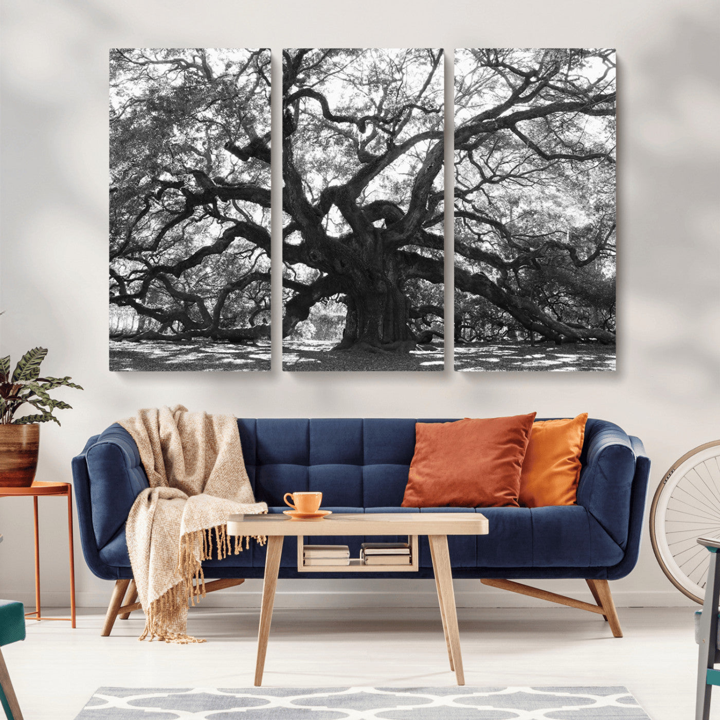 -Ancient Oak Wall Art Canvas Print, Framed Twisted Branches Art Picture Print, Gnarled Tree Perfect Moody Nature Decor Artwork