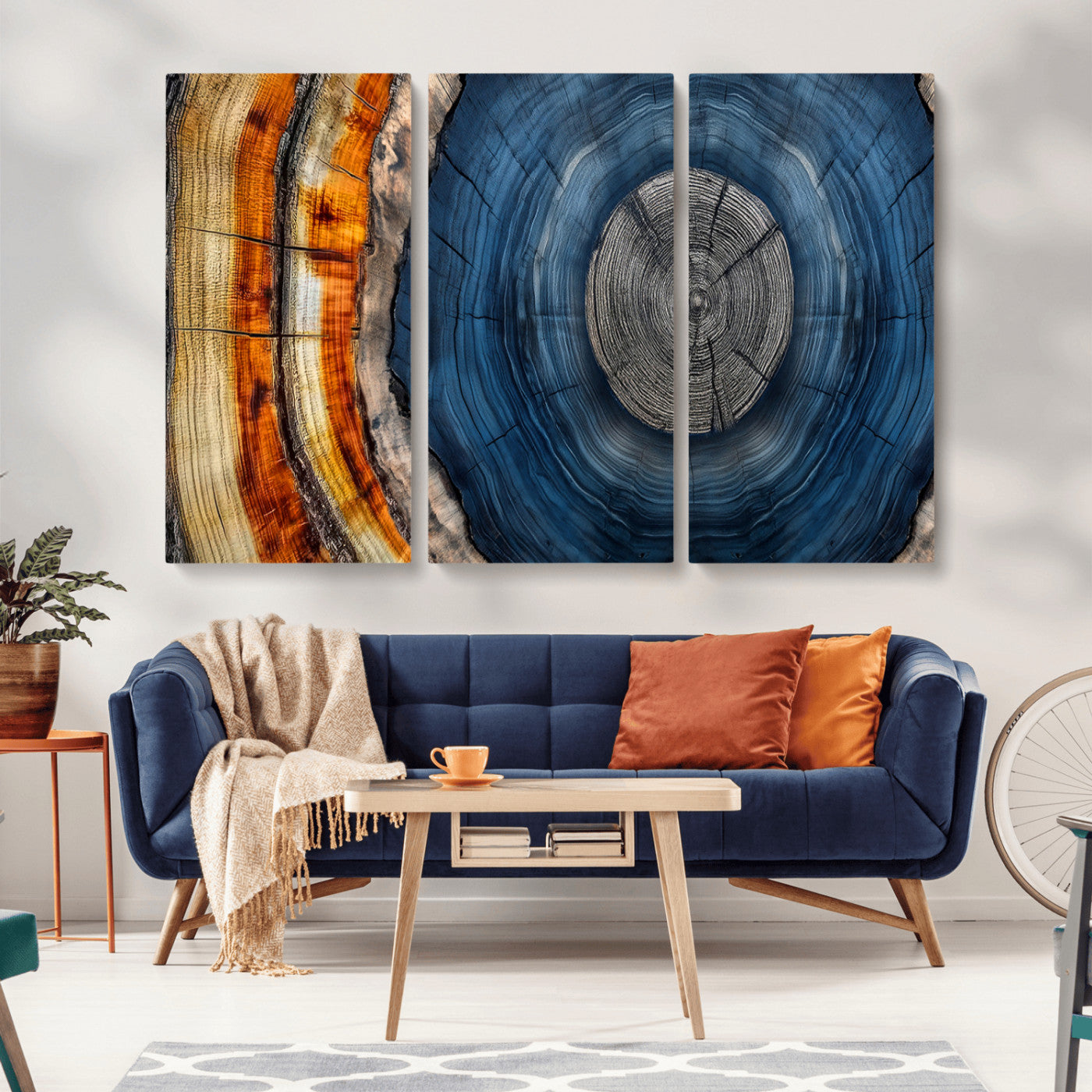 79754215-MGV-CV-36X24-Abstract Tree Rings Wall Art Canvas Print - Wood Grain Rings Artwork Print - Nature Woodland Modern