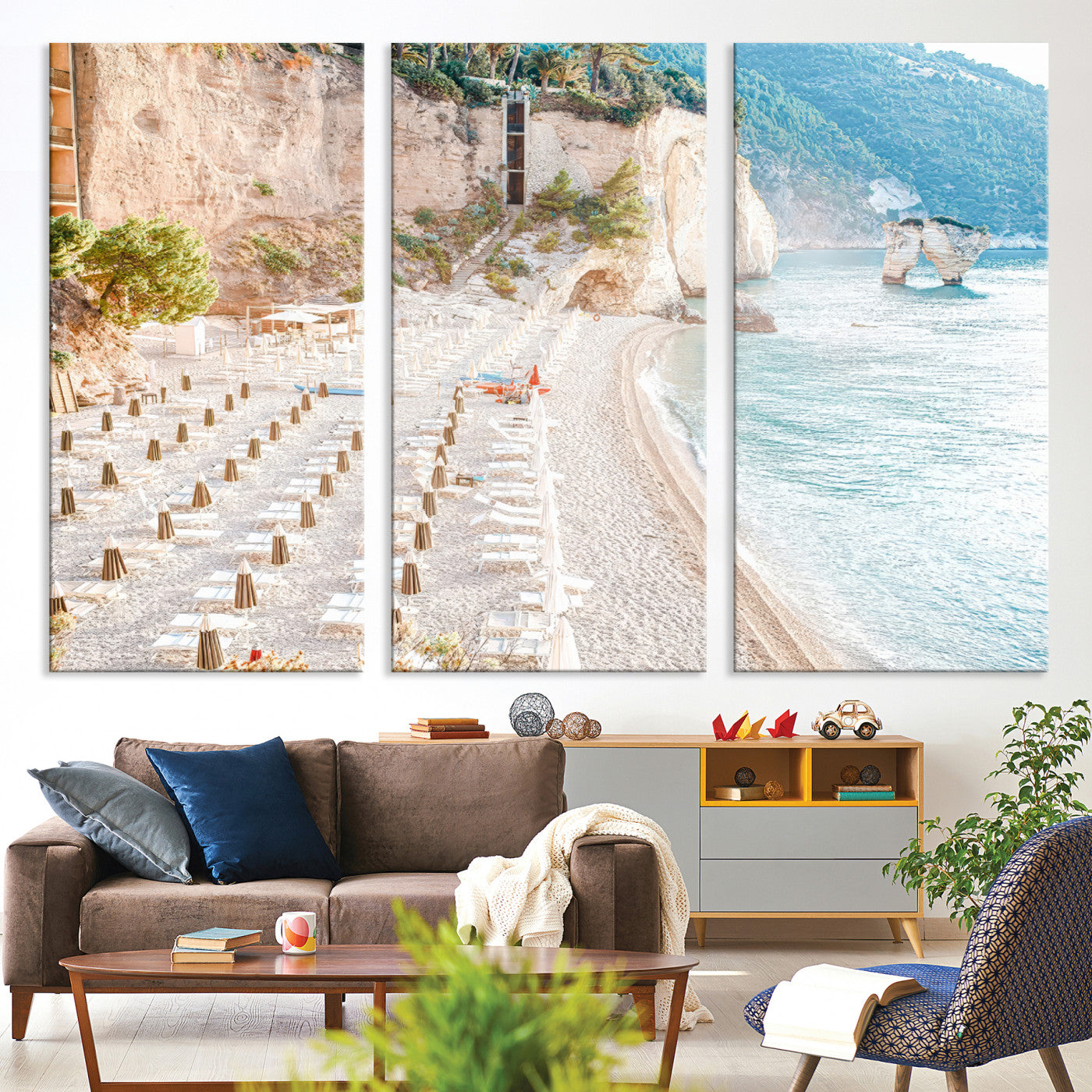 -Beach Wall Art Canvas Print, Framed Coastal Art Picture Print, Summer Shore Perfect Coastal Decor