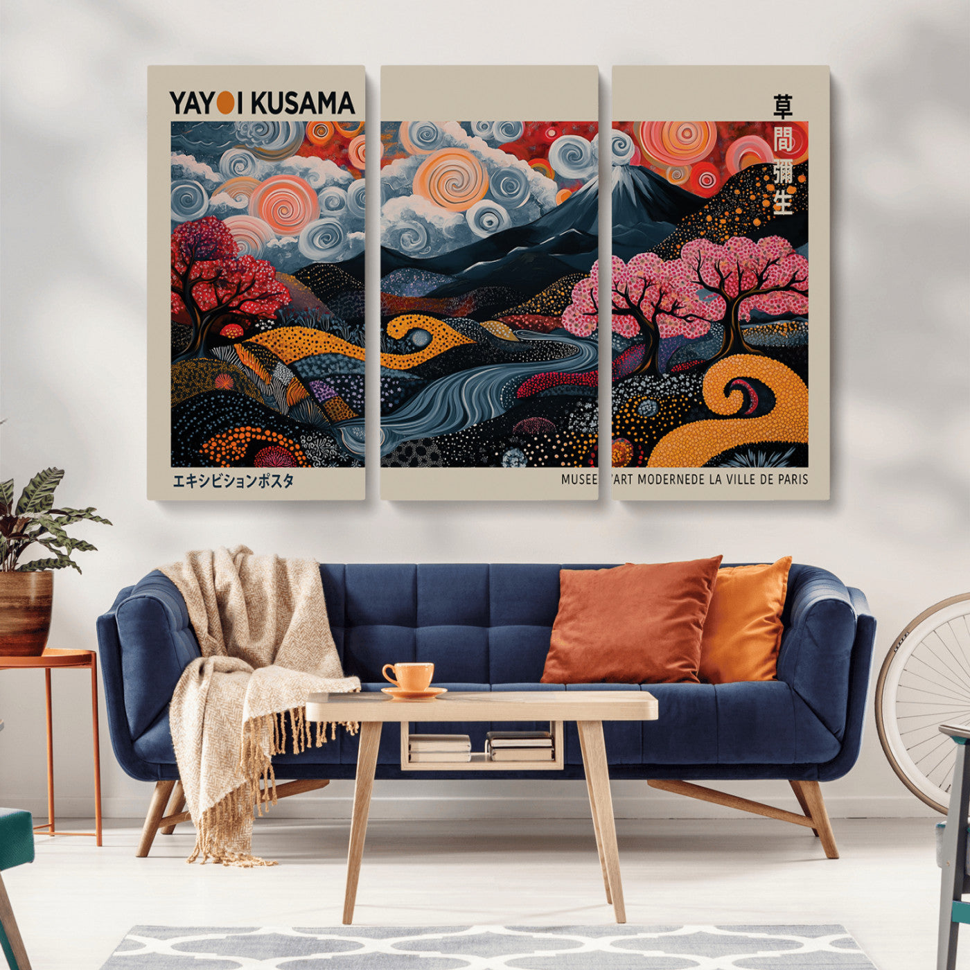 -Modern Japanese Wall Art Print Yayoi Kusama Canvas