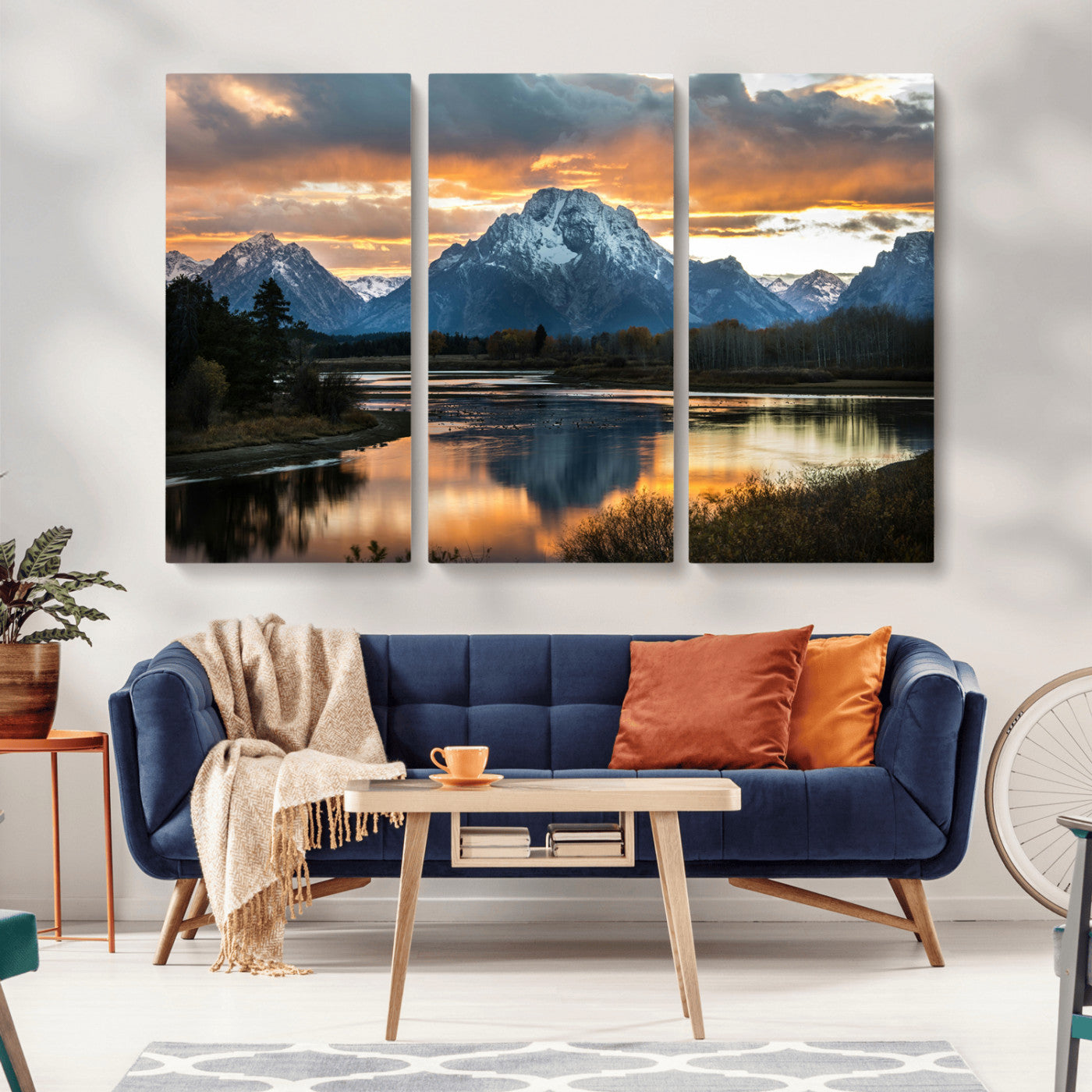 14130176-MGV-CV-36X24-Mountain Sunset Wall Art Canvas Print – Framed Alpine Wilderness Golden Hour Scenic Nature Artwork for Home Offic