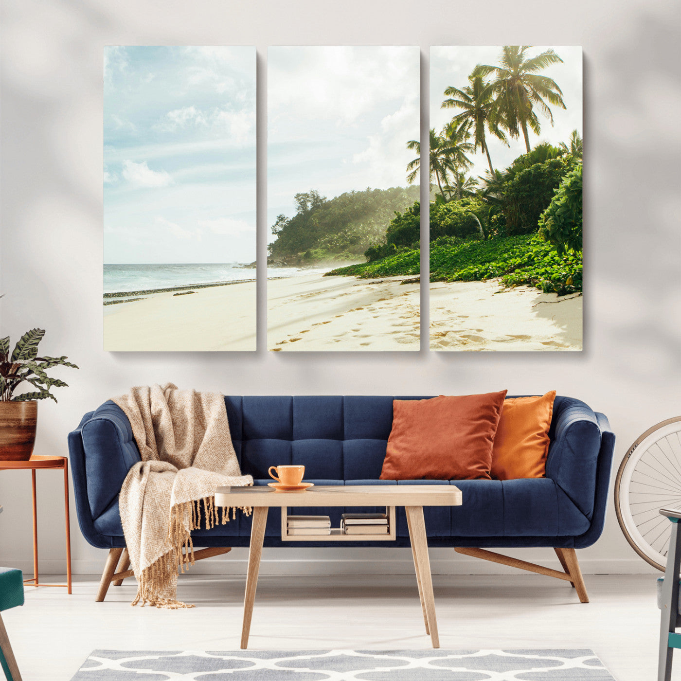 -Relaxing Beach Wall Art Canvas Print – Framed Ocean View Coastal Serenity Tropical Nature Scene Artwork for Home Office