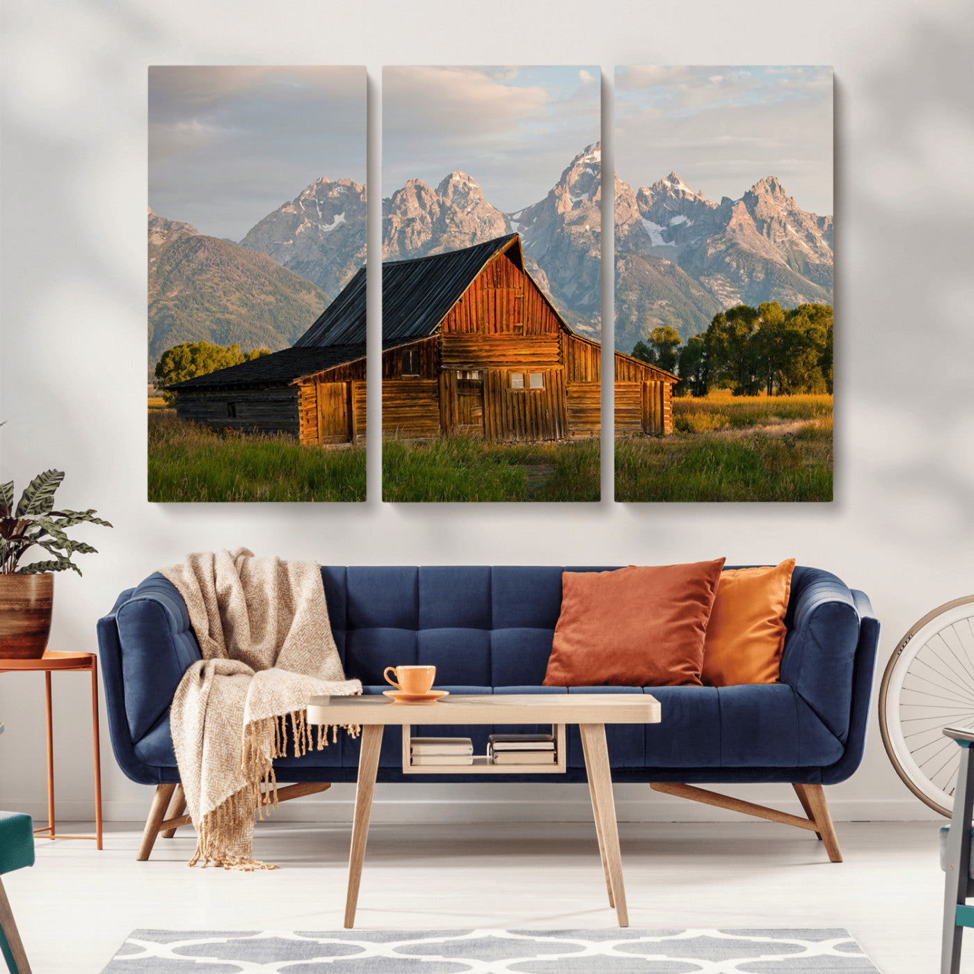 31771014-MGV-CV-36X24-Rustic Barn Wall Art Canvas Print – Framed Western Landscape Farmhouse Style Rustic Nature Scene Artwork for Home Office