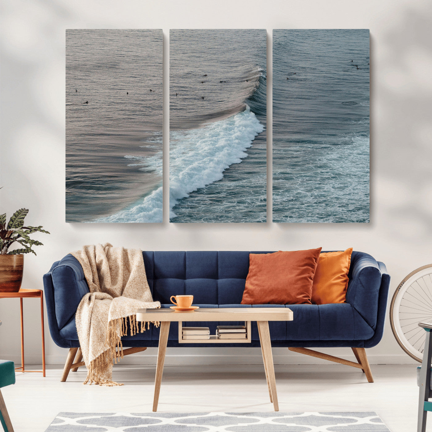 23077324-MGV-CV-36X24-Ocean Waves Wall Art Canvas Print – Framed Coastal Serenity Surf Nature Scene Artwork for Home Office