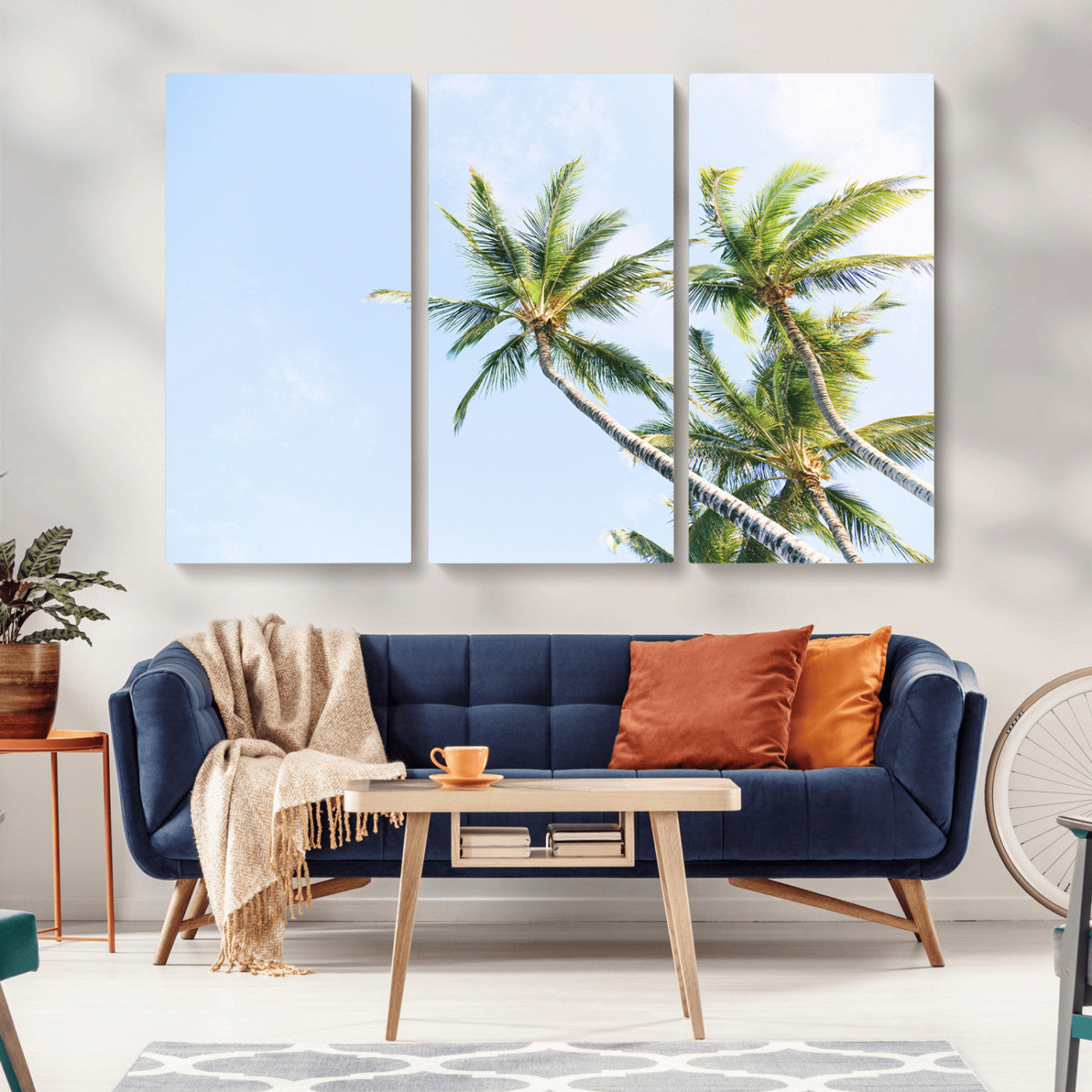 -Palm Trees Wall Art Canvas Print – Framed Tropical Coastal Nature Scene Artwork for Home Office
