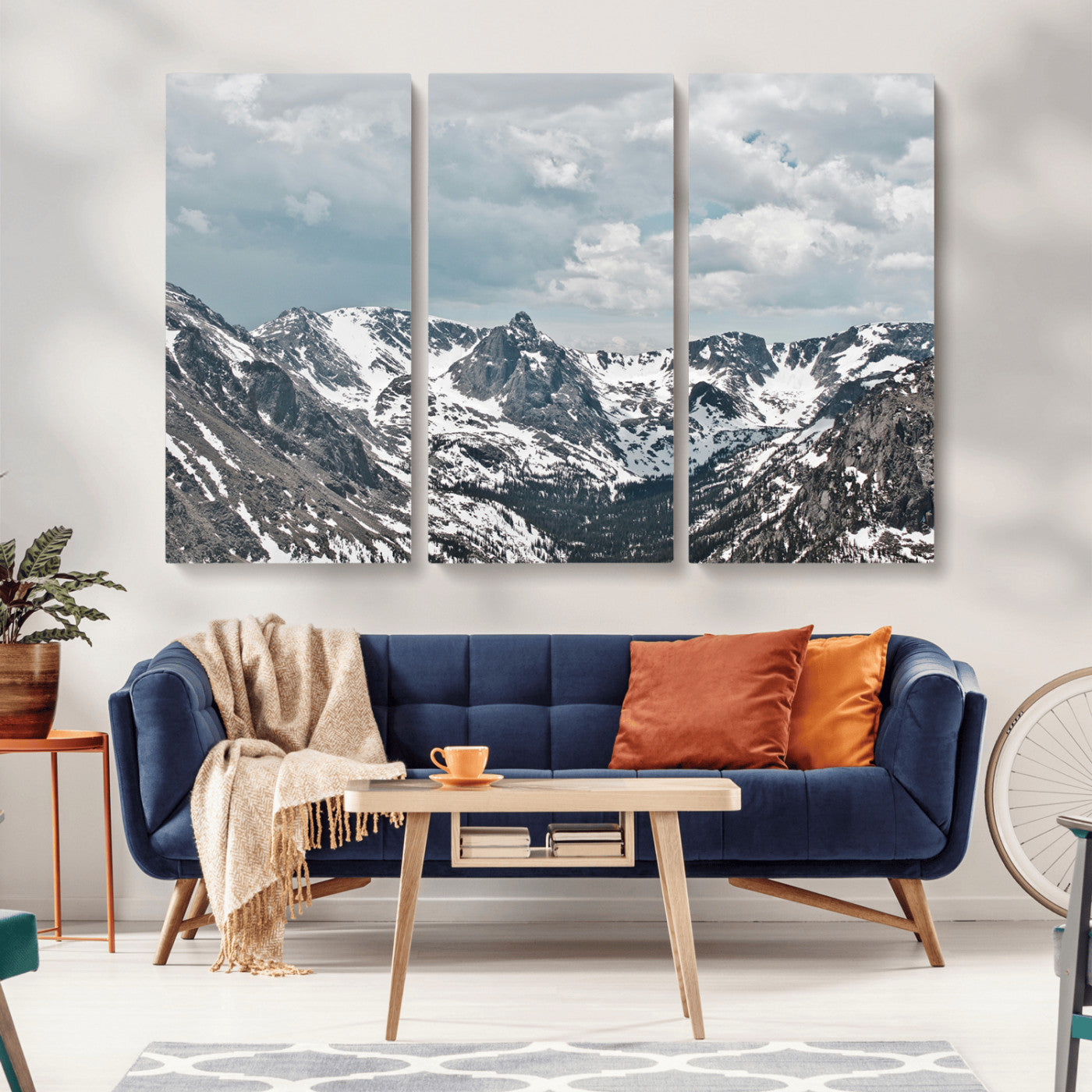 -Snowy Peaks Wall Art Canvas Print – Alpine Wilderness Mountain Escape Winter Serenity Artwork for Home, Office