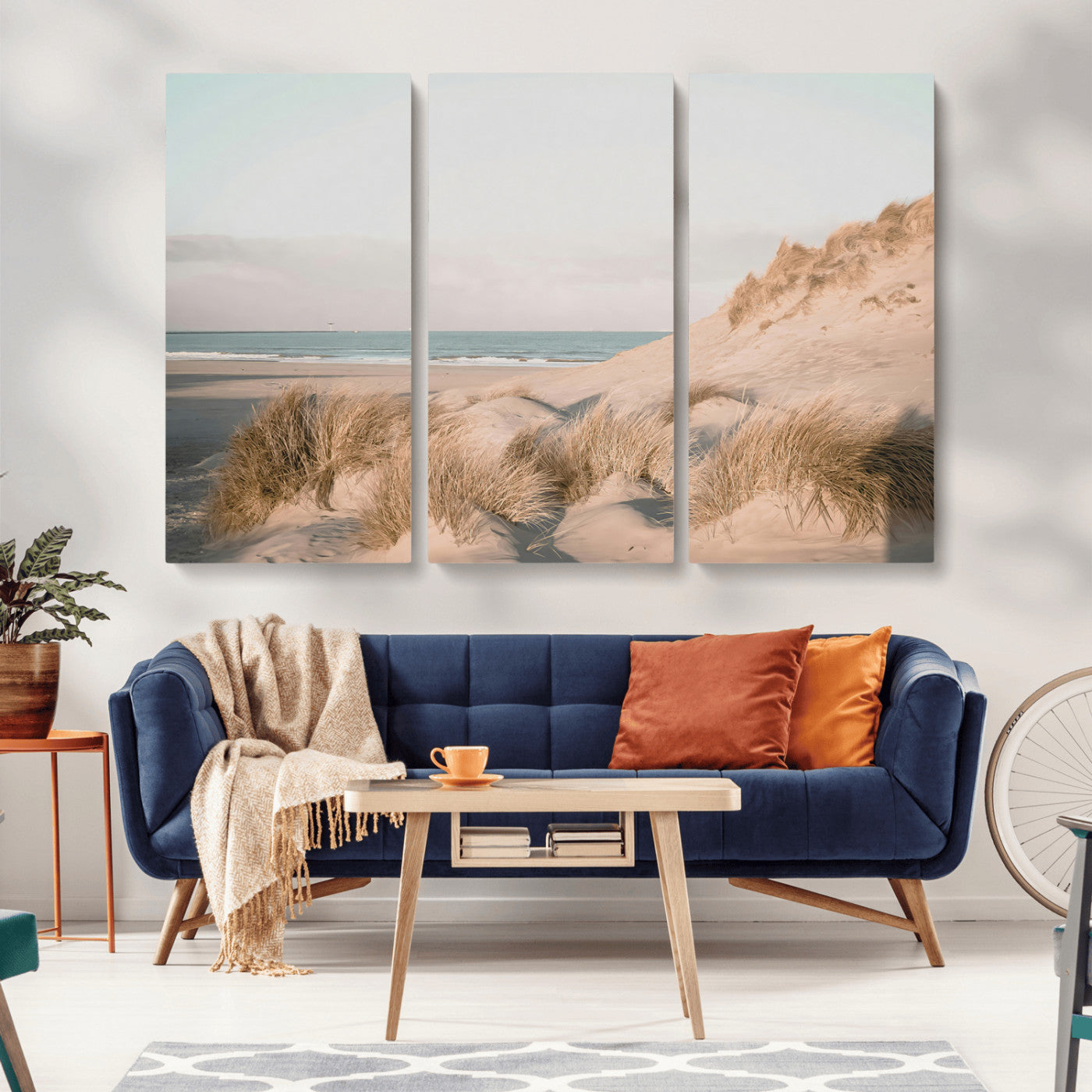 -Beach Landscape Wall Art Canvas Print – Framed Sand Dune Photography Minimalist Seascape Artwork for Home Office