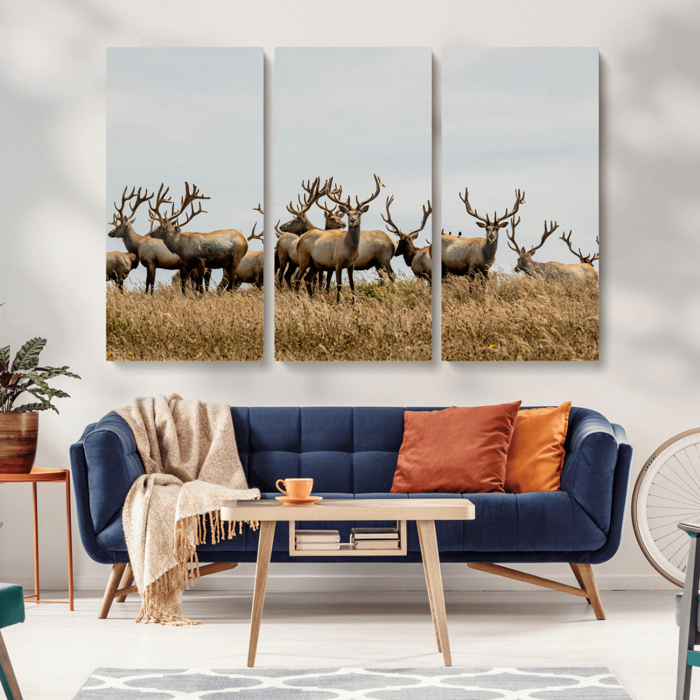 42170220-MGV-CV-36X24-Elk Herd Wall Art Canvas Print – Framed Wildlife Photography Majestic Antlers Nature Scene Artwork for Home Office