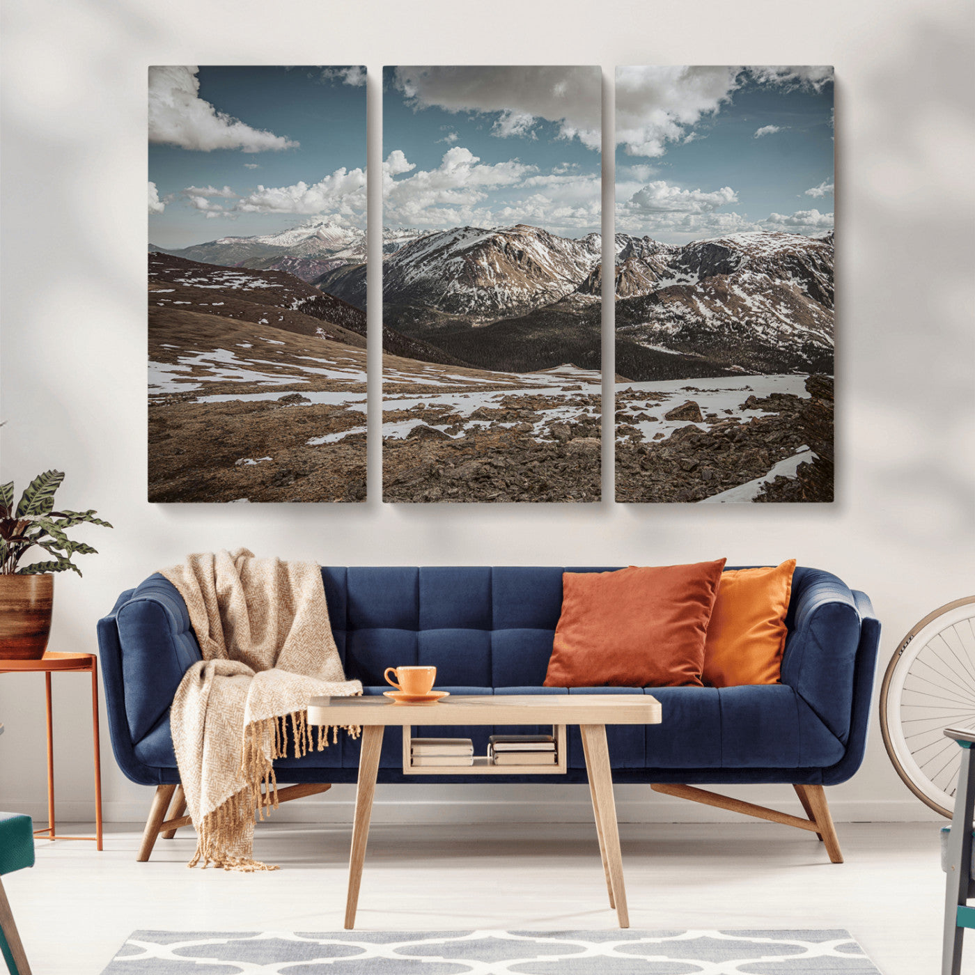44565953-MGV-CV-36X24-Mountain Landscape Wall Art Canvas Print – Framed Snowy Peaks Rugged Highlands Nature Scene Artwork for Home Office