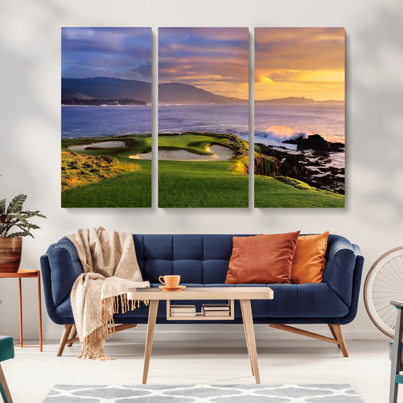 73699248-MGV-CV-36X24-Pebble Beach Golf Wall Art Canvas Print – Iconic Coastal Golf Course Artwork for Home, Office, Living Room