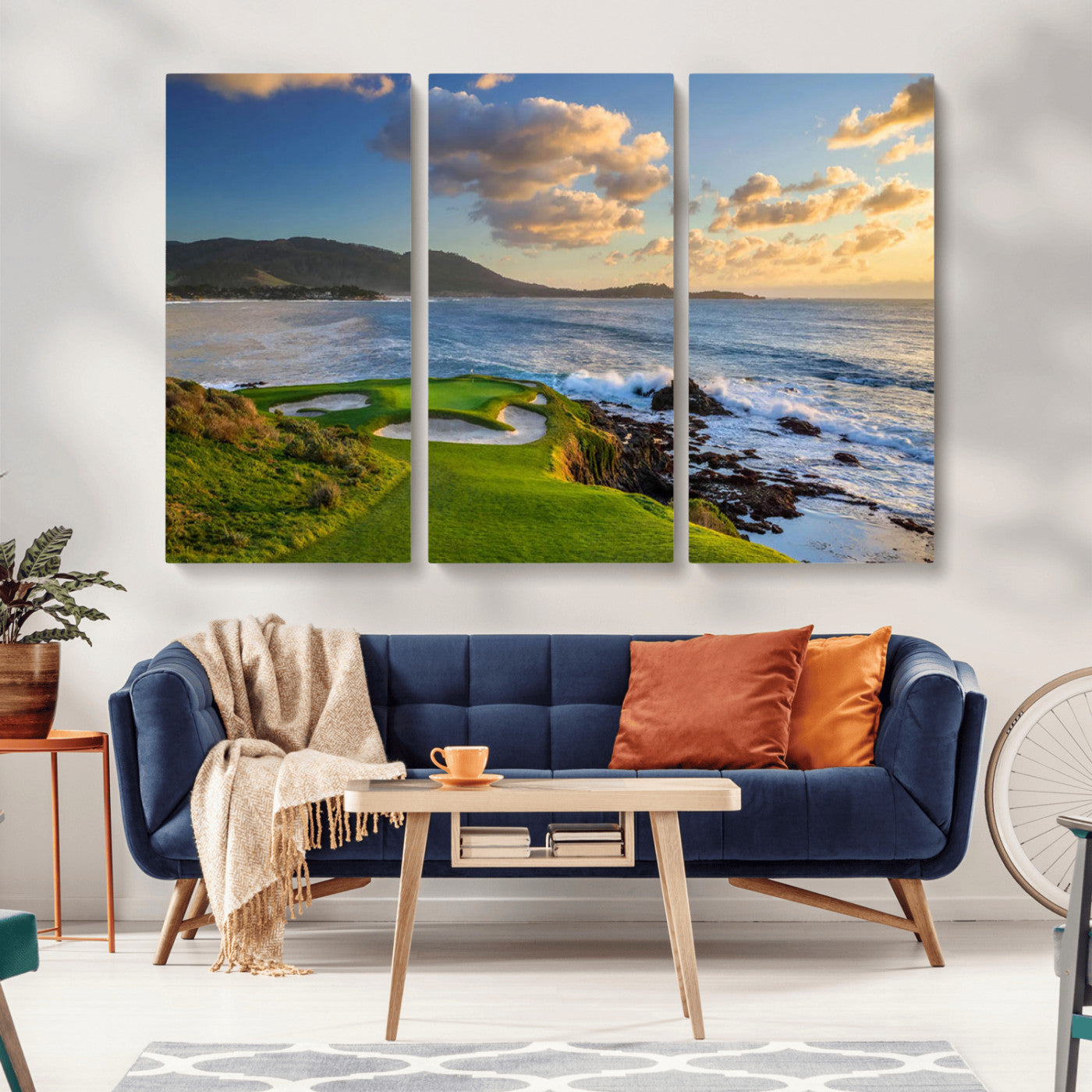 50107048-MGV-CV-36X24-Pebble Beach Golf Links Wall Art Canvas Print – Iconic Coastal Golf Course Artwork for Home, Office, Living Room