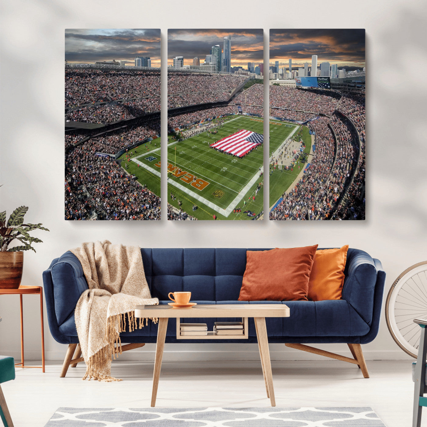 -Chicago Bears Soldiers Field Wall Art Canvas Print – Framed Football Stadium Artwork for Home, Office, Living Room
