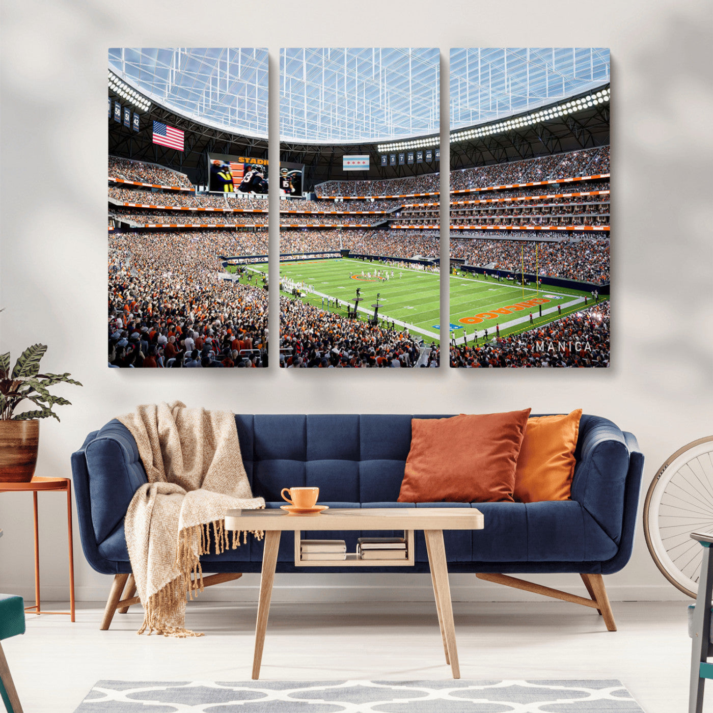 -Chicago Bears Soldiers Field Wall Art Canvas Print – Framed Football Stadium Artwork for Home, Office, Living Room