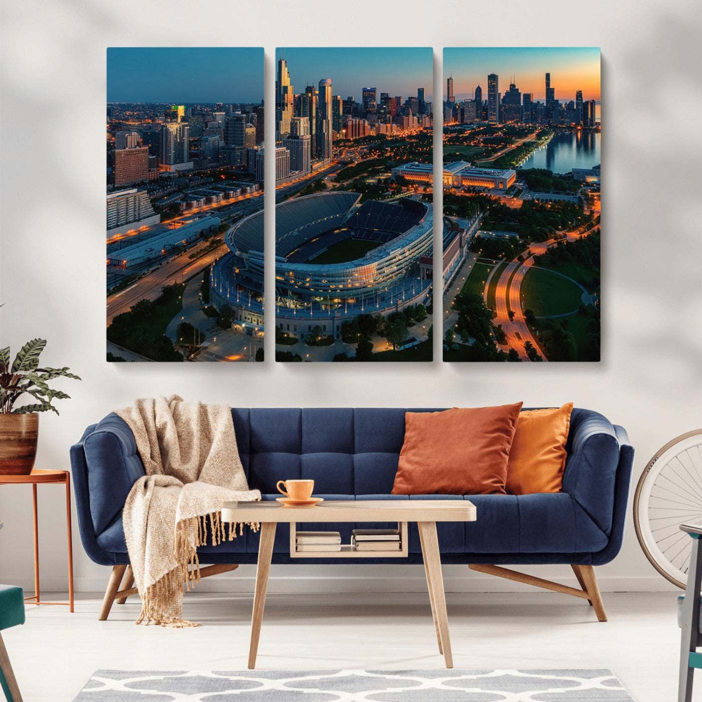 -Chicago Bears Soldiers Field Wall Art Canvas Print – Framed Football Stadium Artwork for Home, Office, Living Room