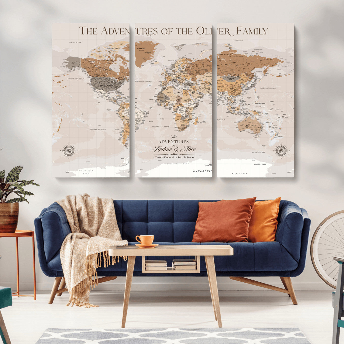 -Personalized Push Pin World Map Canvas – Custom Framed Travel Tracker Wall Art, Large Adventure Map with Pins for Home, Office