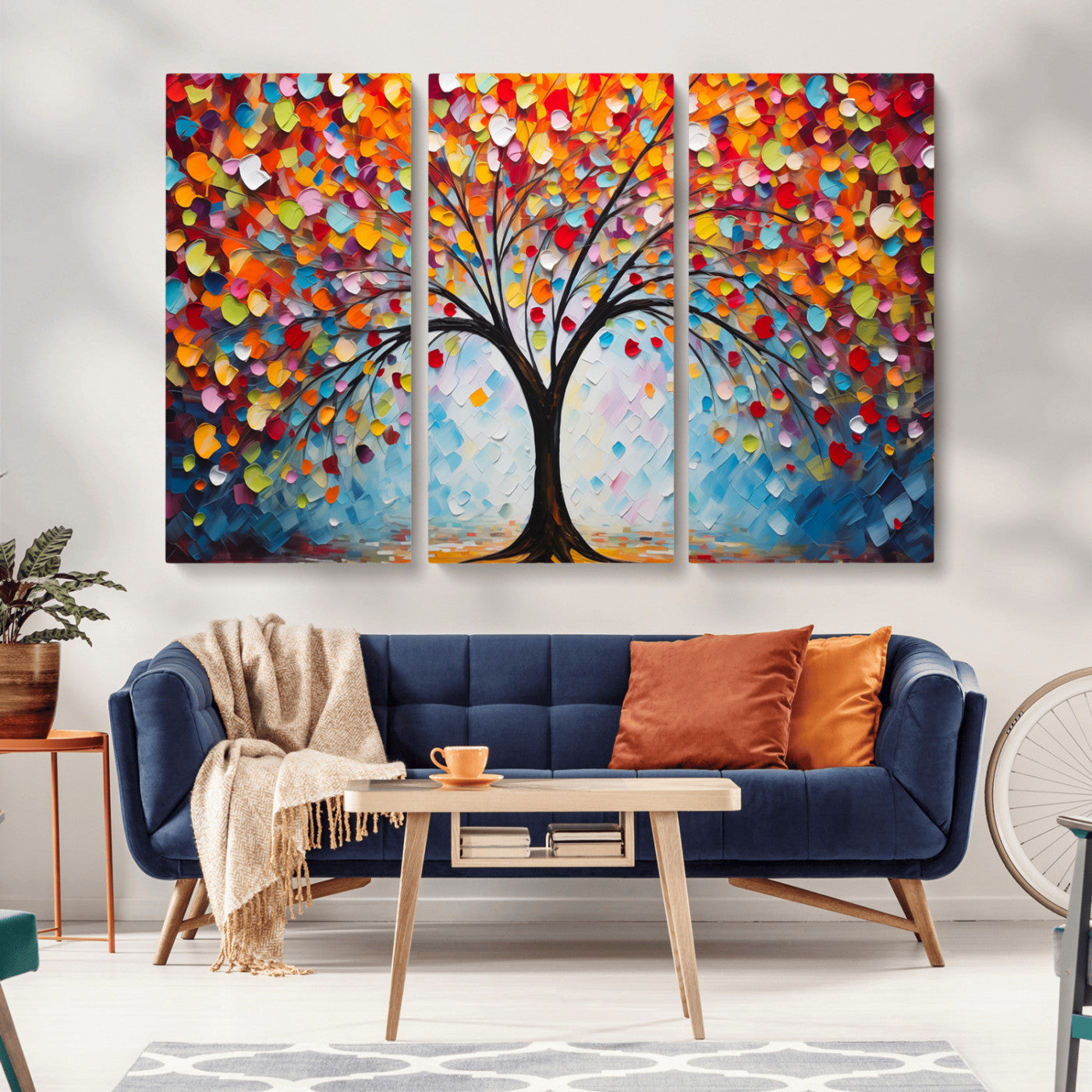 HS2447-MGV-CV-36X24-Vibrant Tree of Life Canvas Wall Art – Colorful Abstract Nature in Modern Decor - Ready to Hang