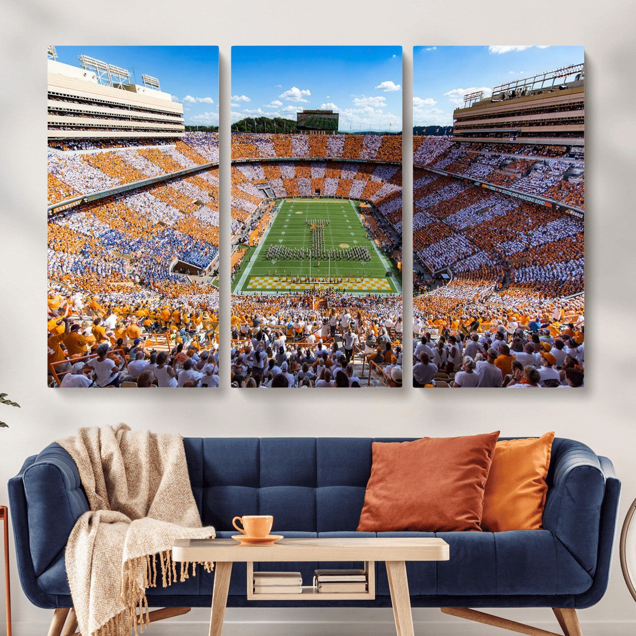 77097951-MGV-CV-48X32-3P - Tennessee Neyland Stadium Wall Art, Sports Arena Canvas Print, Panoramic Stadium Canvas Artwork for Home, Office