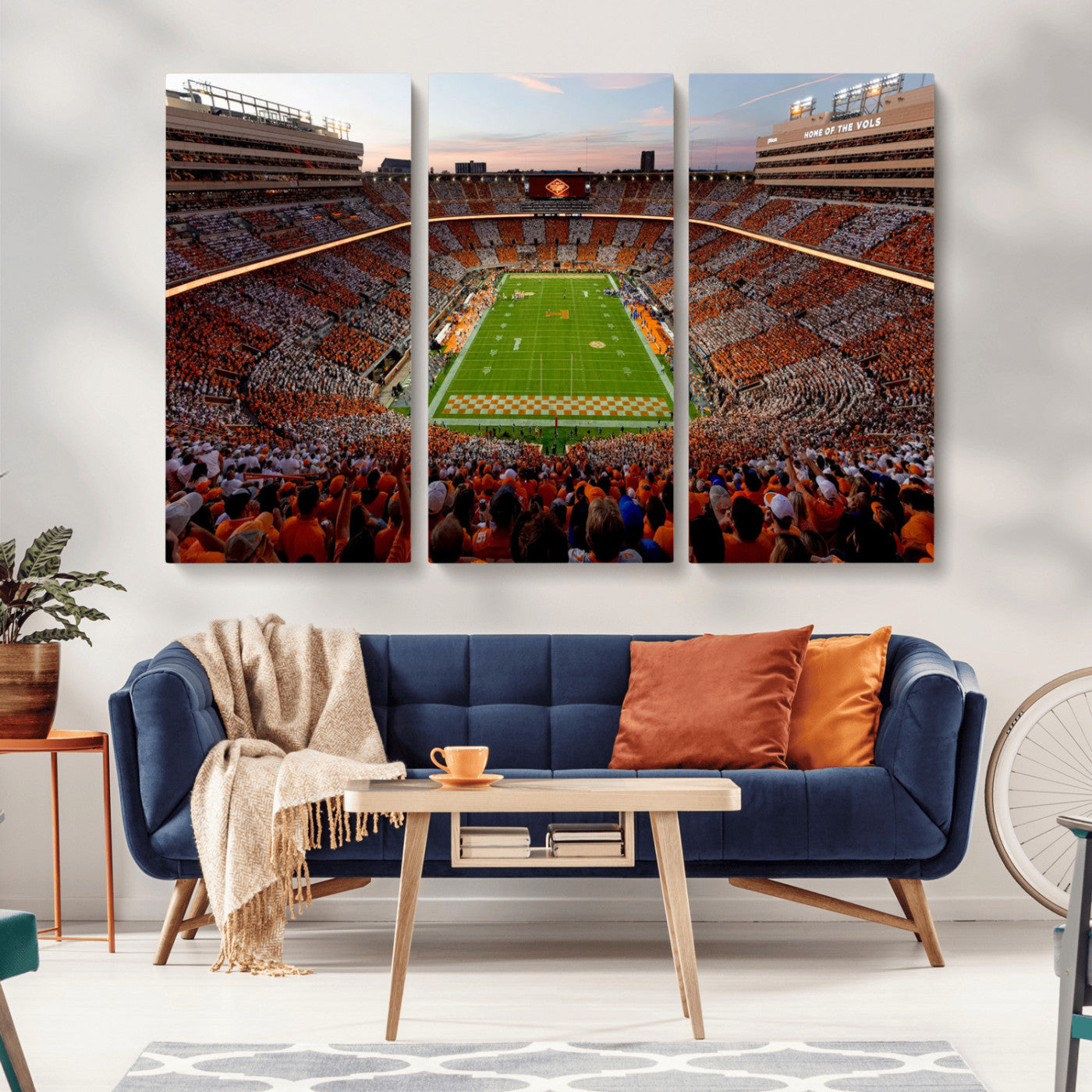 37160229-MGV-CV-48X32-3P-Tennessee Neyland Stadium Wall Art, Sports Arena Canvas Print, Panoramic Stadium Canvas Artwork for Home, Office
