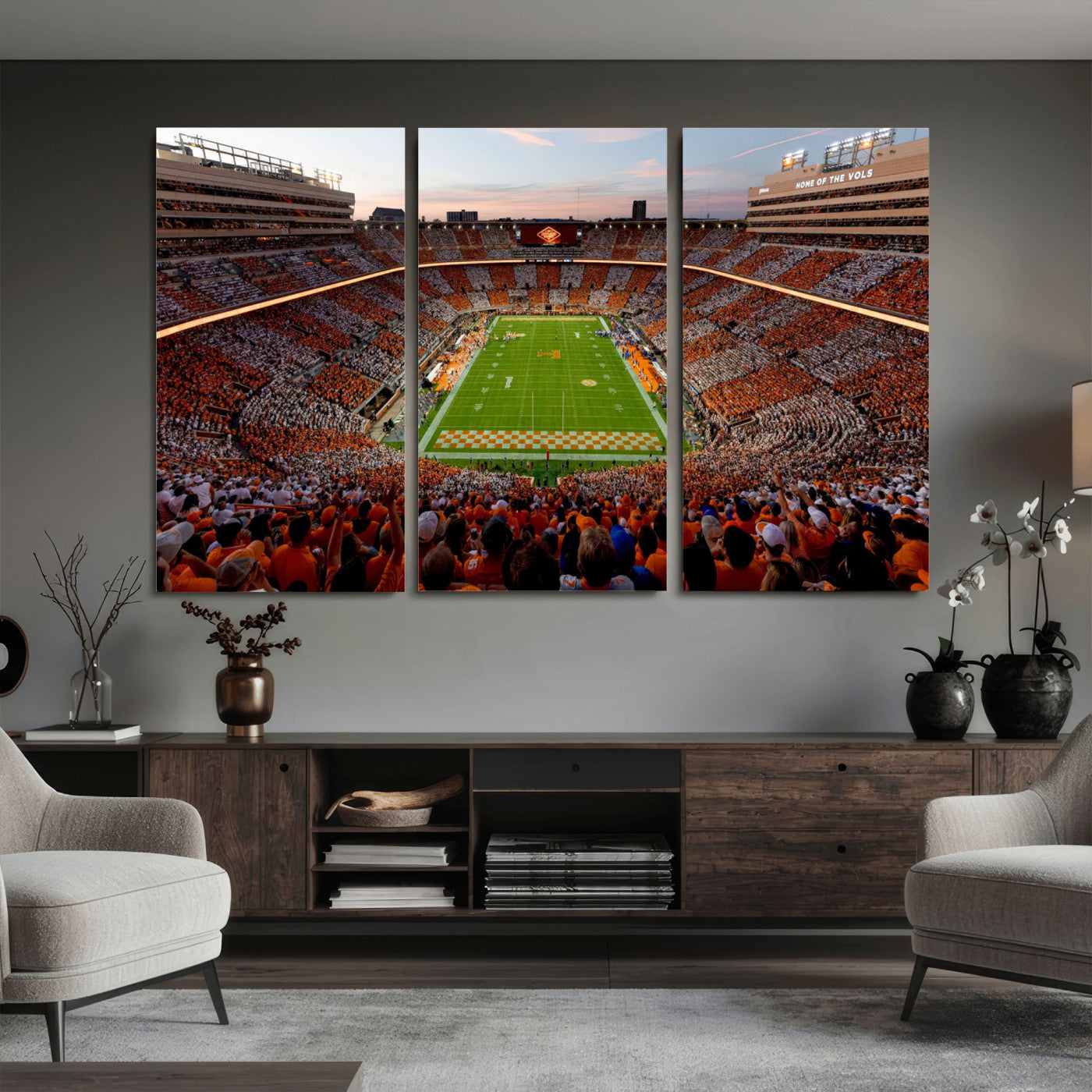 37160229-MGV-CV-36X24 - Tennessee Neyland Stadium Wall Art, Sports Arena Canvas Print, Panoramic Stadium Canvas Artwork for Home, Office