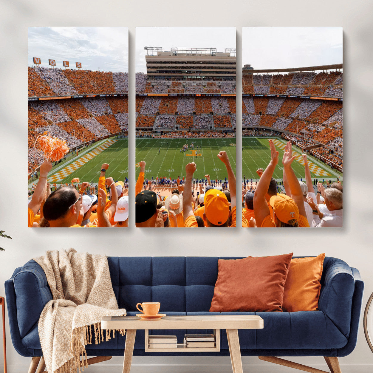 76011417-MGV-CV-48X32-3P - Tennessee Neyland Stadium Wall Art, Sports Arena Canvas Print, Panoramic Stadium Artwork for Home, Office
