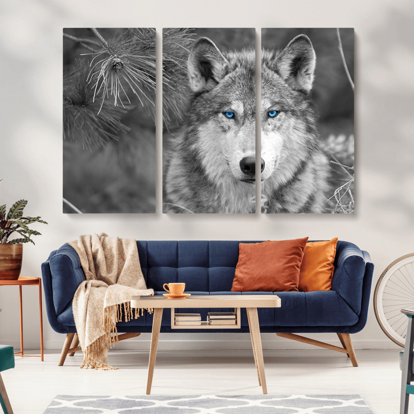 -Wild Wolf Blue Eye Wall Art Canvas Print