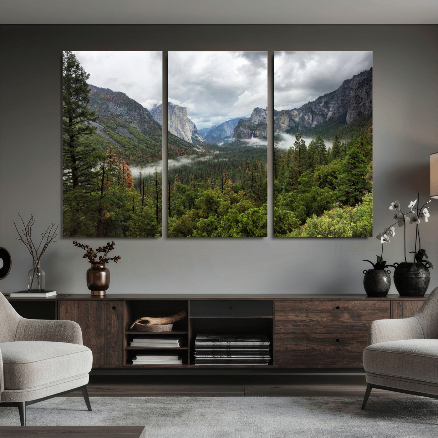 46168759-MGV-CV-36X24 - Yosemite Valley Wall Art Canvas Print, El Capitan Mountain Landscape Nature Wall Decor