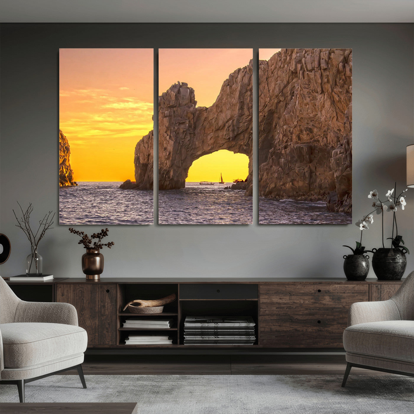 66414515-MGV-CV-36X24 - El Arco Cabo San Lucas Ocean Arch Wall Art Canvas Print, Baja California Rock Arch Seascape Canvas Print, Mexico Coastal Landmark Scenic Art Printing