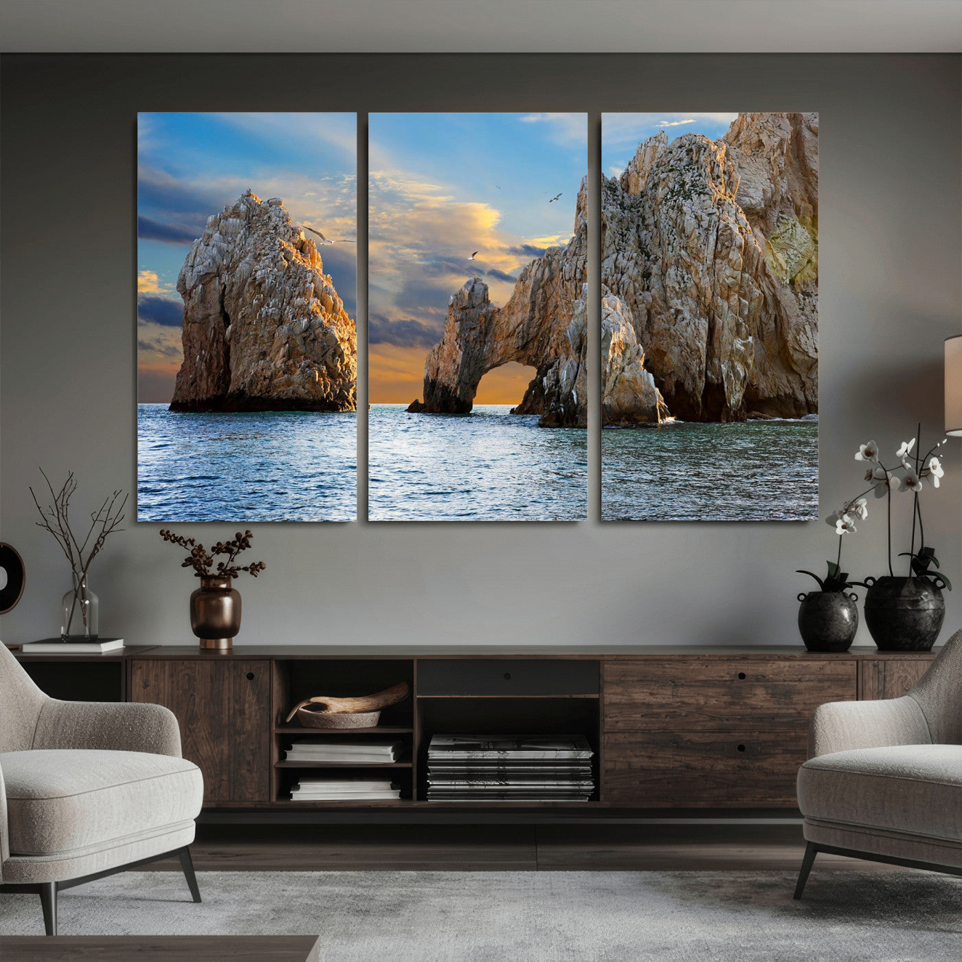 63505689-MGV-CV-36X24 - El Arco Cabo San Lucas Ocean Arch Wall Art Canvas Print, Baja California Rock Arch Seascape Canvas Print, Mexico Coastal Landmark Scenic Art Printing