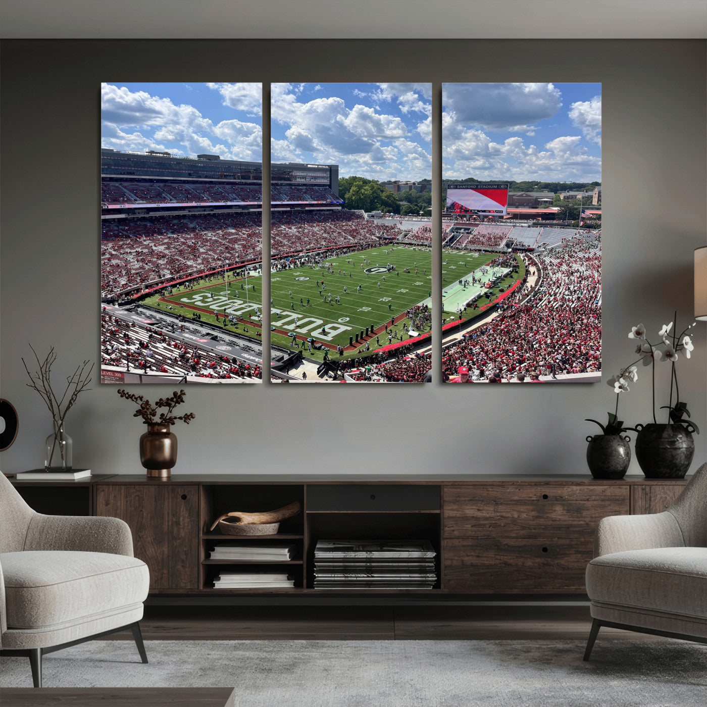 10665453-MGV-CV-36X24 - Georgia Bulldogs Stadium Wall Art Canvas Print, Sanford Stadium Football Field Panorama, College Football Game Day Wall Decor