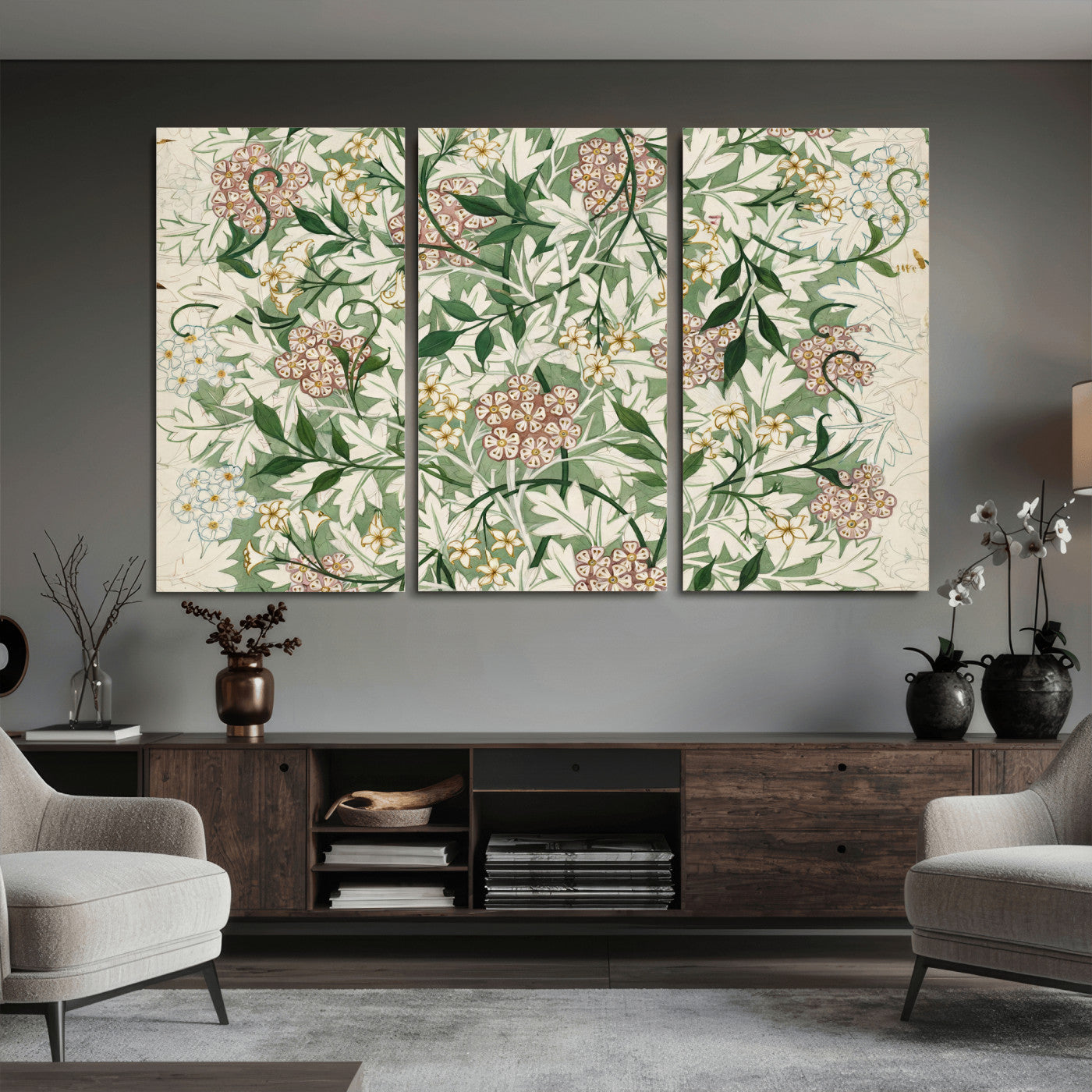 33560597-MGV-CV-36X24 - William Morris Jasmine 1872 Canvas Wall Art — Arts and Crafts Botanical Print | Vintage Green Floral Decor | Cottagecore Gift | Classic Art
