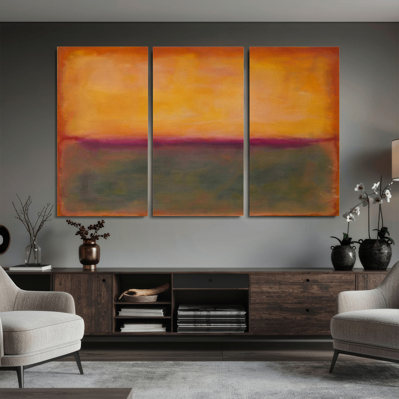 21628300-MGV-CV-36X24 - Abstract Color Field Wall Art Canvas Print, Framed Minimalist Horizon Artwork for Living Room Bedroom Office