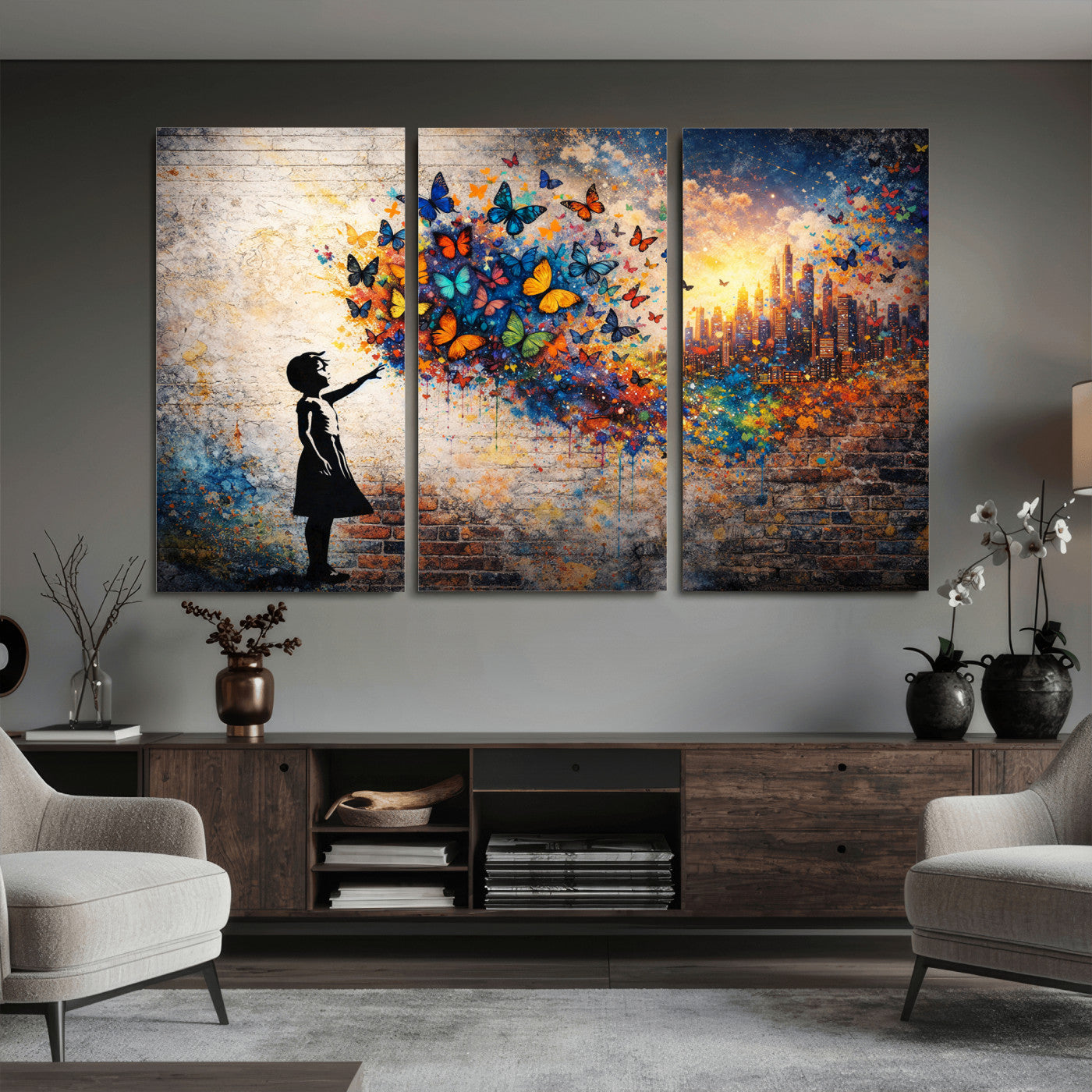 21540821-MGV-CV-36X24 - Banksy Girl Wall Art Canvas Print for Living Room Decor