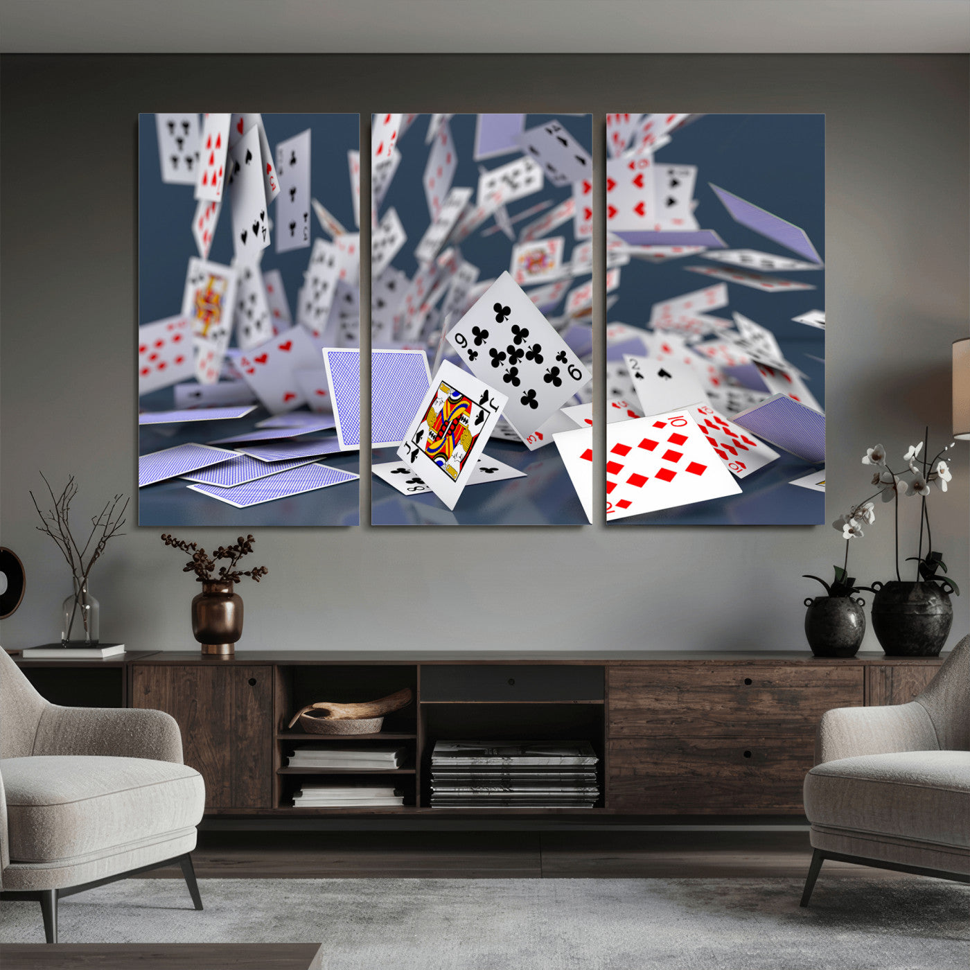 66392185-MGV-CV-36X24 - Playing Cards Canvas Wall Art | Casino Game Room Decor, Poker Decor Art